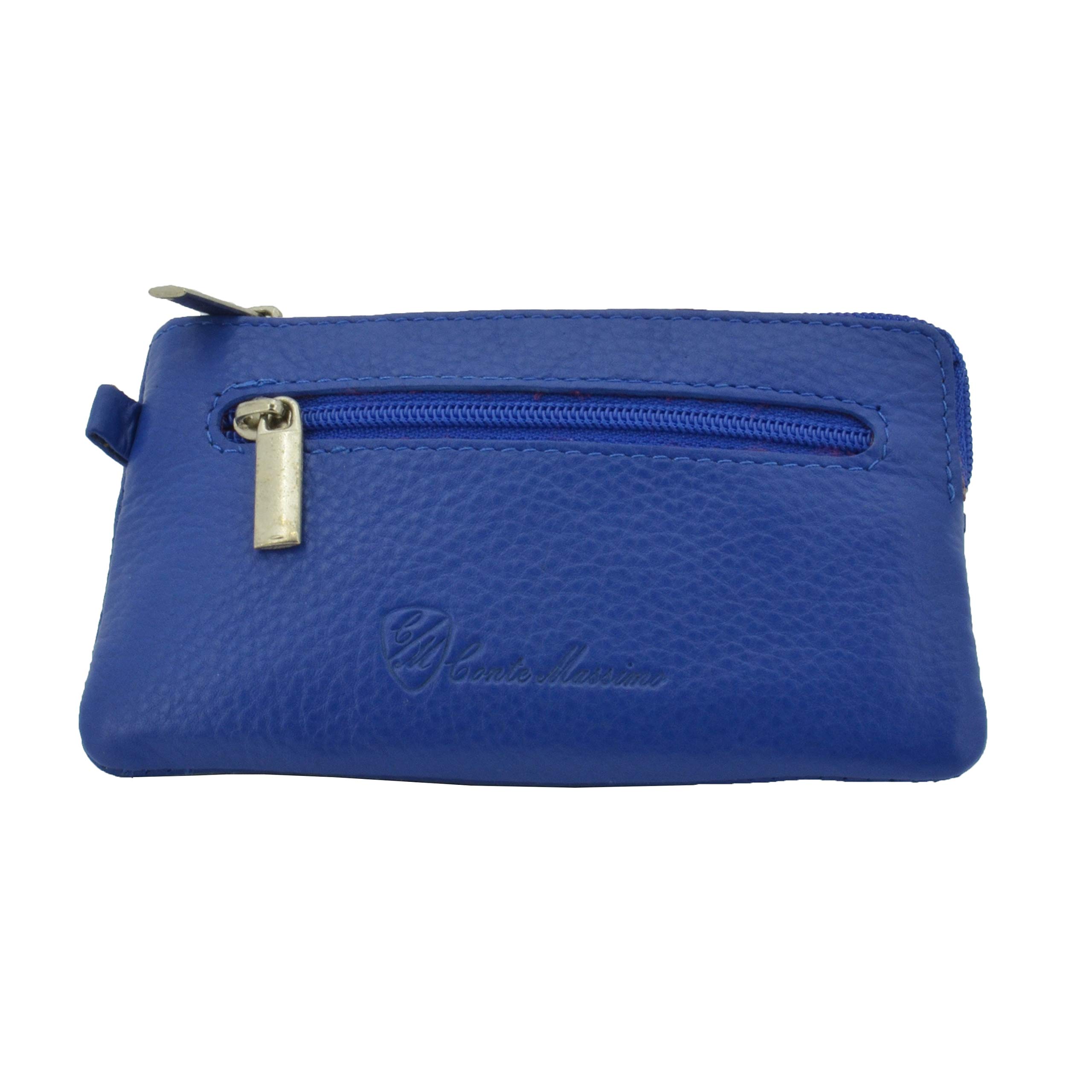 CONTE MASSIMO Porte-clés Homme et Femme, Cuir Véritable, 2 Poches zippées et Crochets, avec Boîte Cadeau