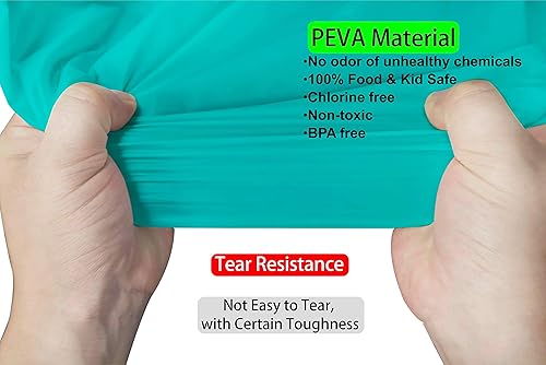 Miniatura 2 de Manteles de plástico azul aguamarina, paquete de 2 manteles desechables de 84 pulgadas, círculo, baby shower, fiestas, manteles de PEVA azul espuma