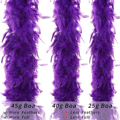 Miniatura 4 de Boa Chandelle - Plumas moradas Boas de 2 yardas de 1.59 oz para adultos, Mardi Gras, bodas, centros de mesa, conciertos, carnaval y decoración del
