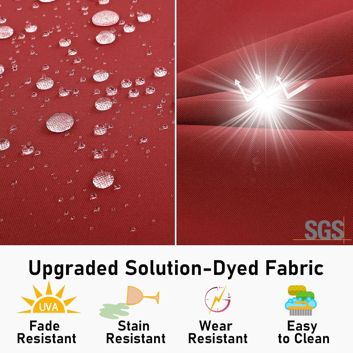 Topotdor Outdoor Chair Cushions Set of 2, 19"x19"x3" Waterproof Patio Chair Cushions for Outdoor Furniture, Round Corner Outdoor Seat Cushions Color Fastness Chair Pads with Ties, Bright Red