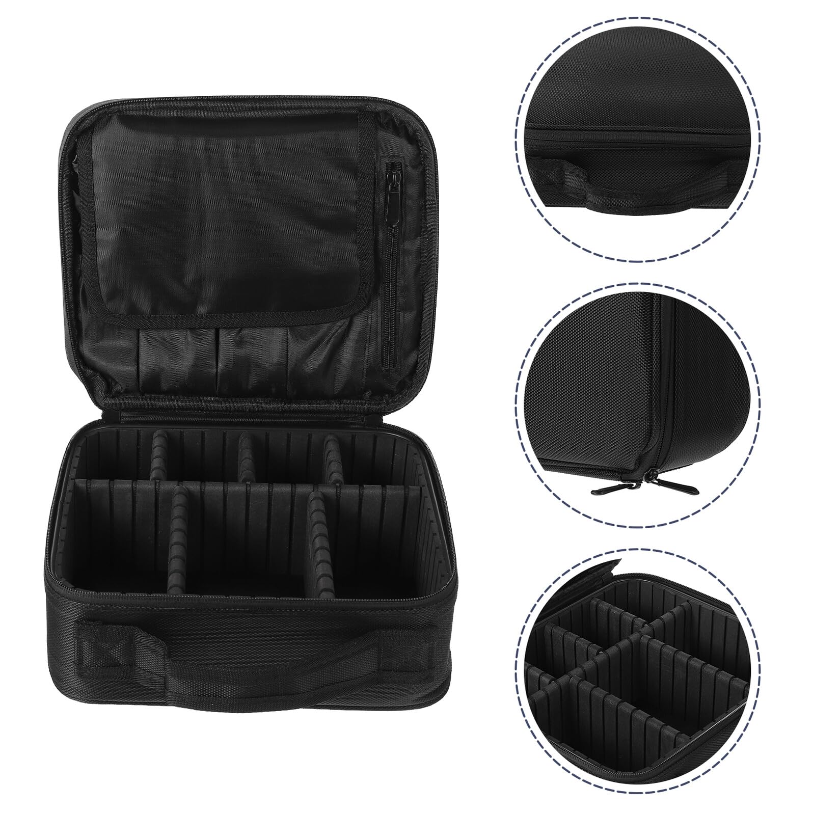 Gatuida Neceser de Viaje Portátil Multiusos para Cosméticos, Bolsa de Maquillaje Negra, Tamaño Mediano, Resistente al Agua, Asa, Organizador para Mujer y Hombre, Adecuado para Viajes