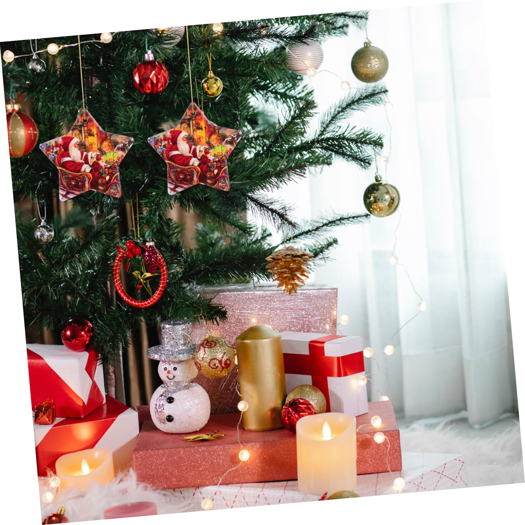 Didiseaon 10pezzi Ornamento Strega di Natale in Ceramica Forma di Stella Pendenti per Albero di Natale Decorazione Appesa per Albero