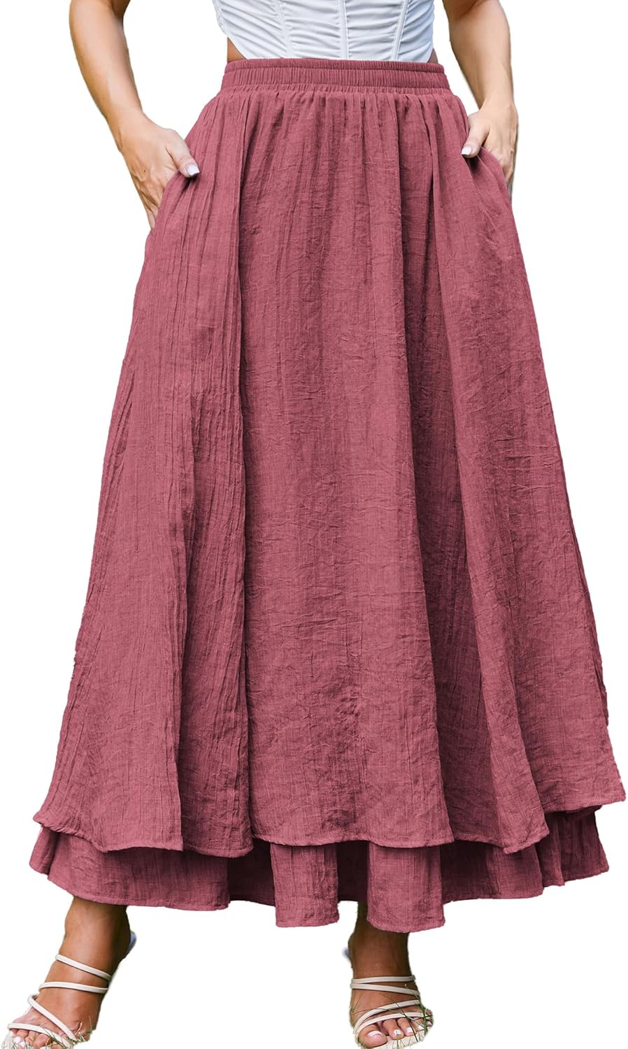 Scarlet Darkness Renaissance Maxi Skirt for Women Flowy Long Boho Skirts with Pockets