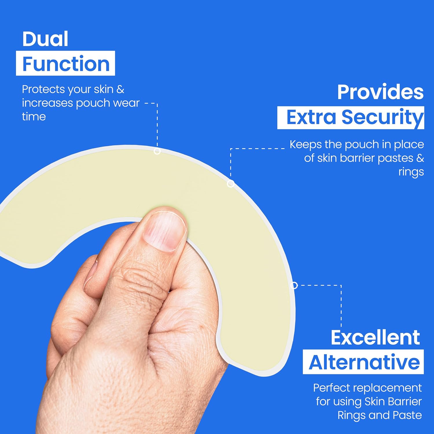 Safe n' Simple Skin Barrier Arc - 1/2" Individually Wrapped Packets - Hydrocolloid Skin Barrier Strips for Ostomy - Waterproof Medical Stoma Skin Barrier - Skin Adhesive Ostomy Barrier