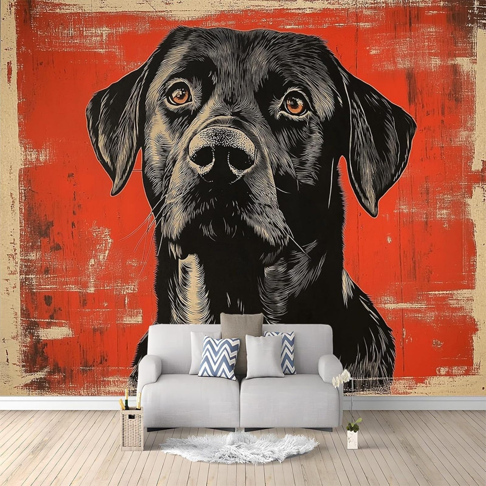 Hgjdjhnf 3D Mural Photo Wallpaper Animal Labrador Retriever Wallpaper Wall Decoration Design Pattern Wallpaper Wall Decoration Living Room Bedroom Office Hallway,430Cmx300cm Stickers - Frameless Painting - Poster