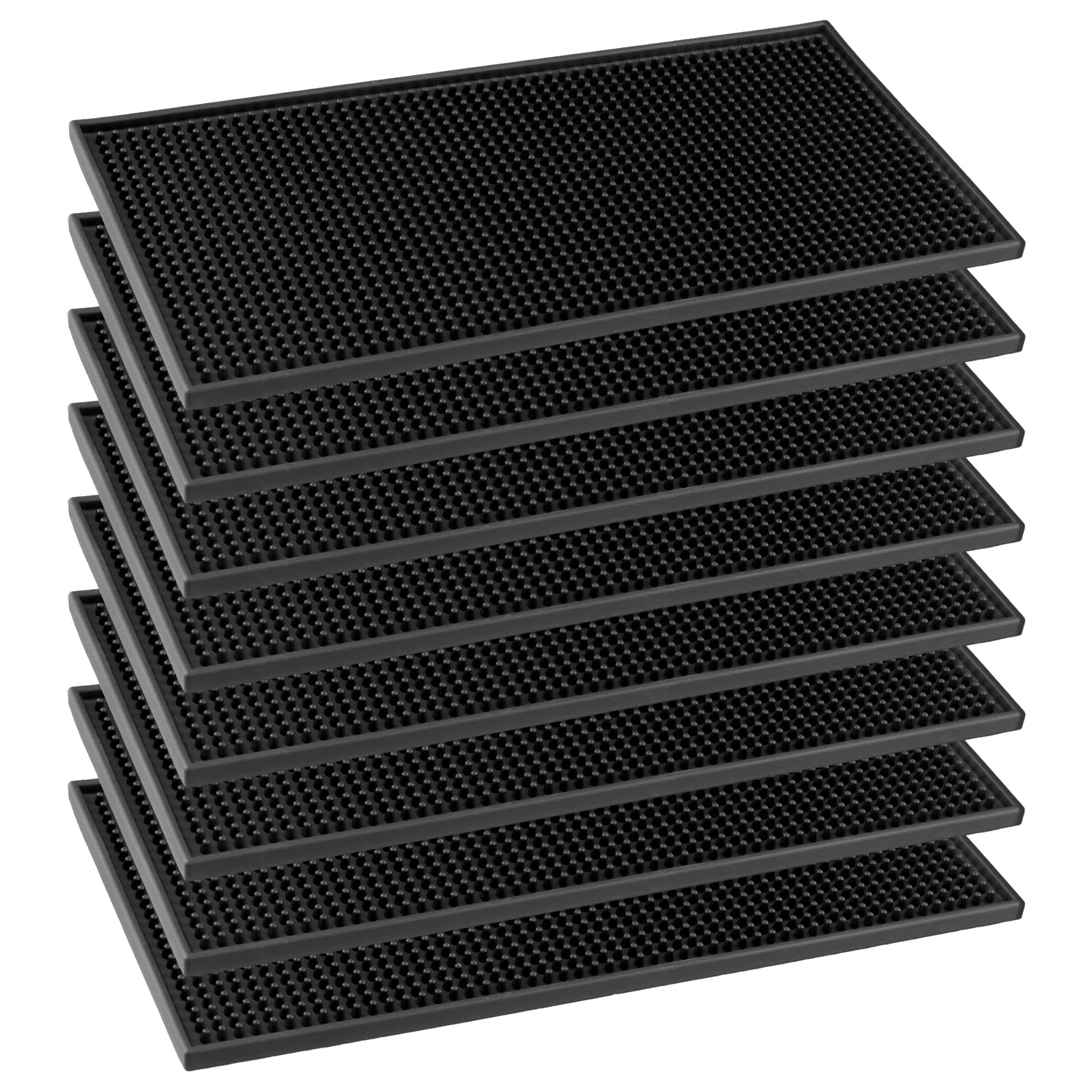 MOUYAT 8 tappetini da bar in PVC, 15,2 x 30,5 cm, colore nero, per cucina, piano di lavoro, hotel