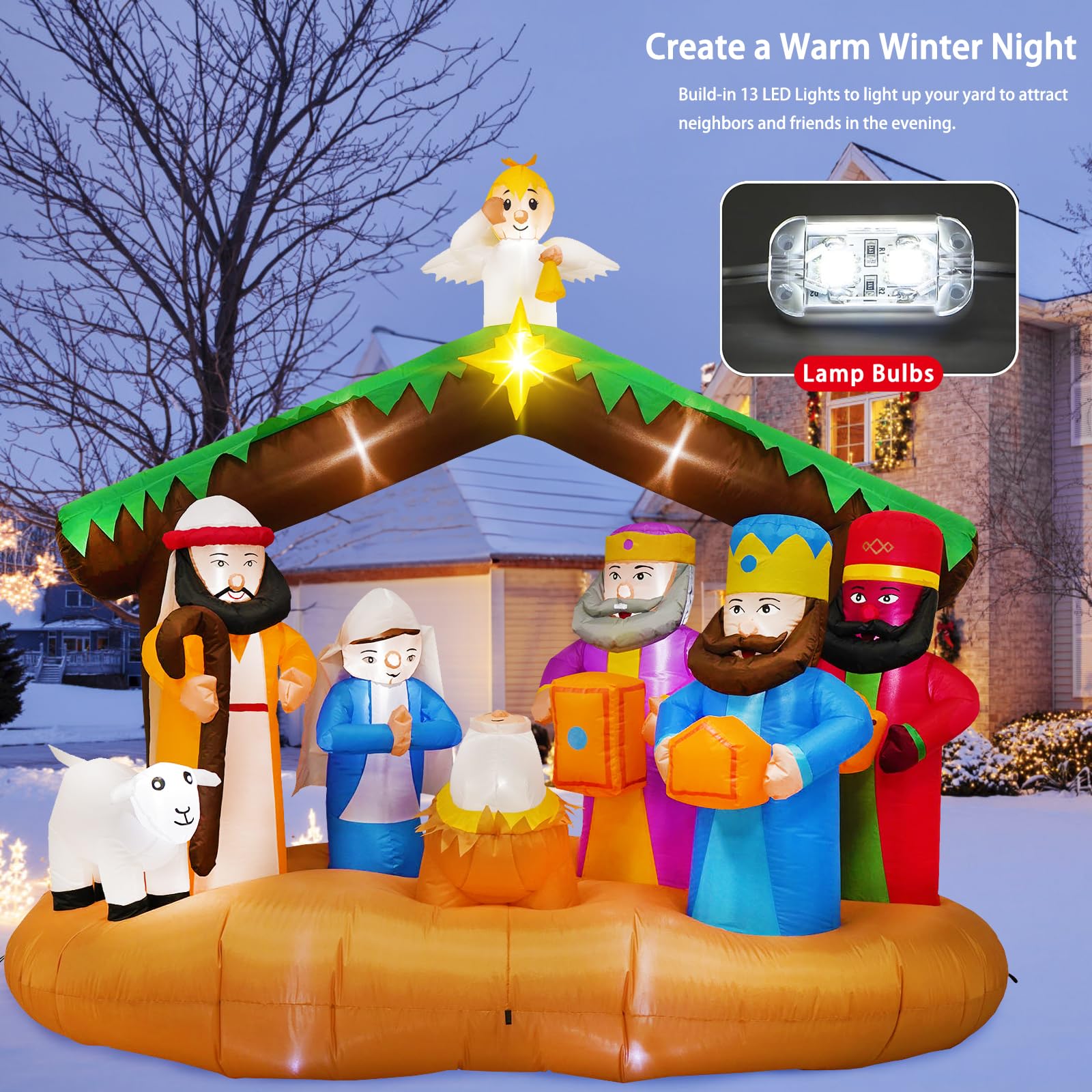 Snapklik 7ft Christmas Inflatables Nativity Scene Outdoor Decorations