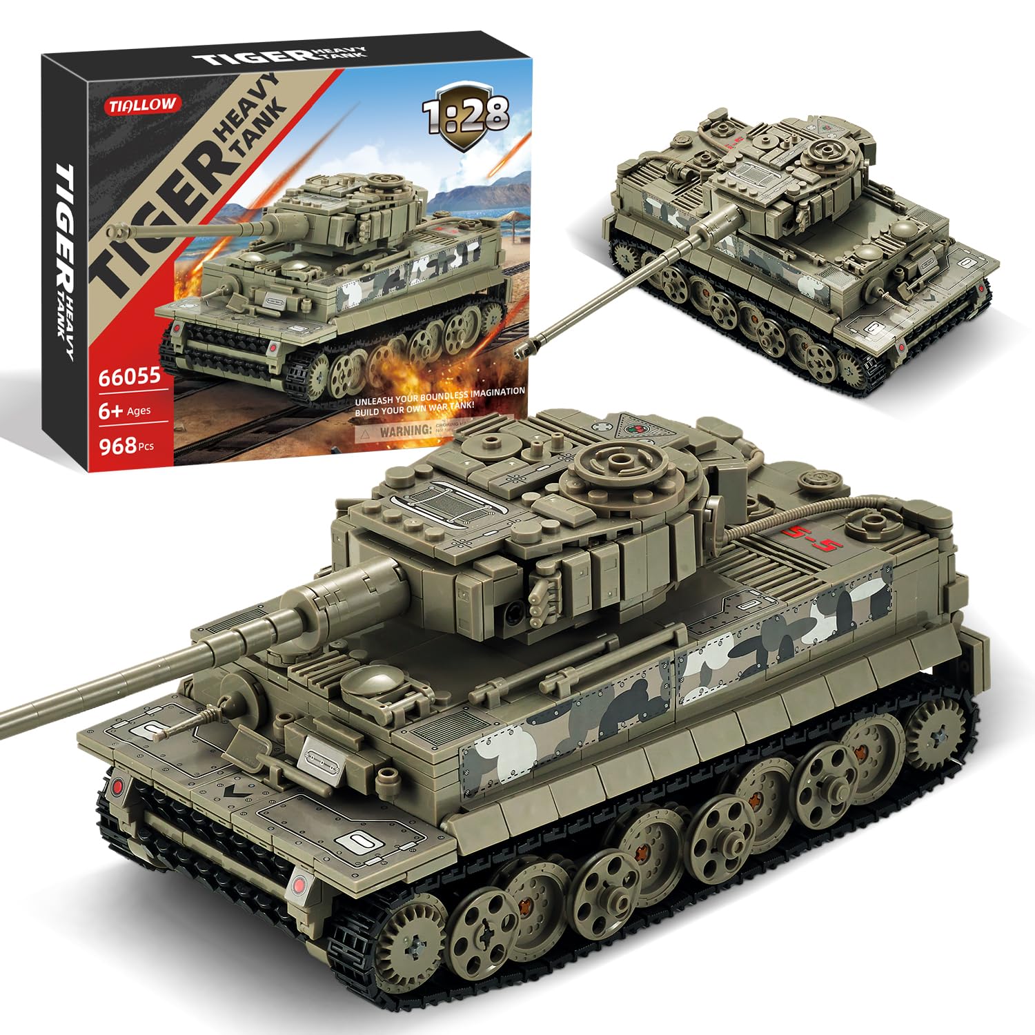Amazon.com: TIALLOW WW2 1:28 Tiger Tank Sets Military Building Toy