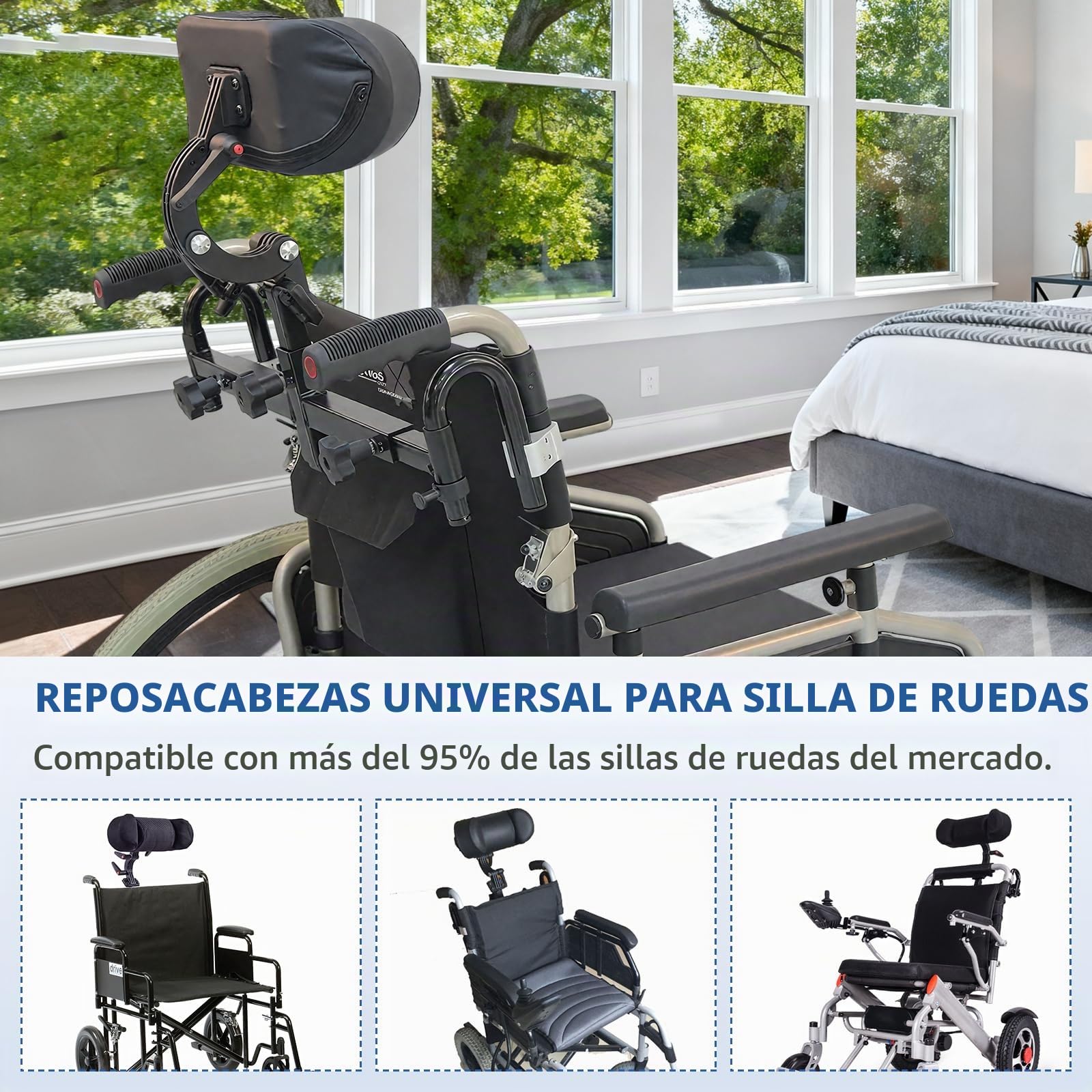 LIROPAU Reposacabezas para silla de ruedas, cojín de apoyo para el cuello de silla de ruedas ajustable y transpirable, cojín de posicionamiento de la cabeza, reposacabezas para silla de ruedas