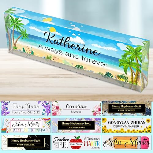 Miniatura 10 de Placa de nombre de escritorio personalizada para profesores, placa de nombre para escritorios, placa de escritorio de vidrio acrílico transparente