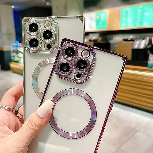 Miniatura 7 de aowner Funda magnética para iPhone 11 Pro Max cuadrada compatible con MagSafe transparente, protección de cuerpo completo, sin amarillamiento,