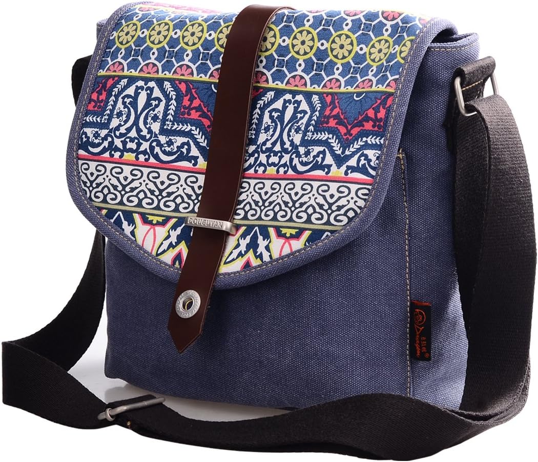 Douguyan Girl’s Mini Canvas Everyday Purse Crossbody Shoulder Bag Fashion Messenger Bag 156 Blue