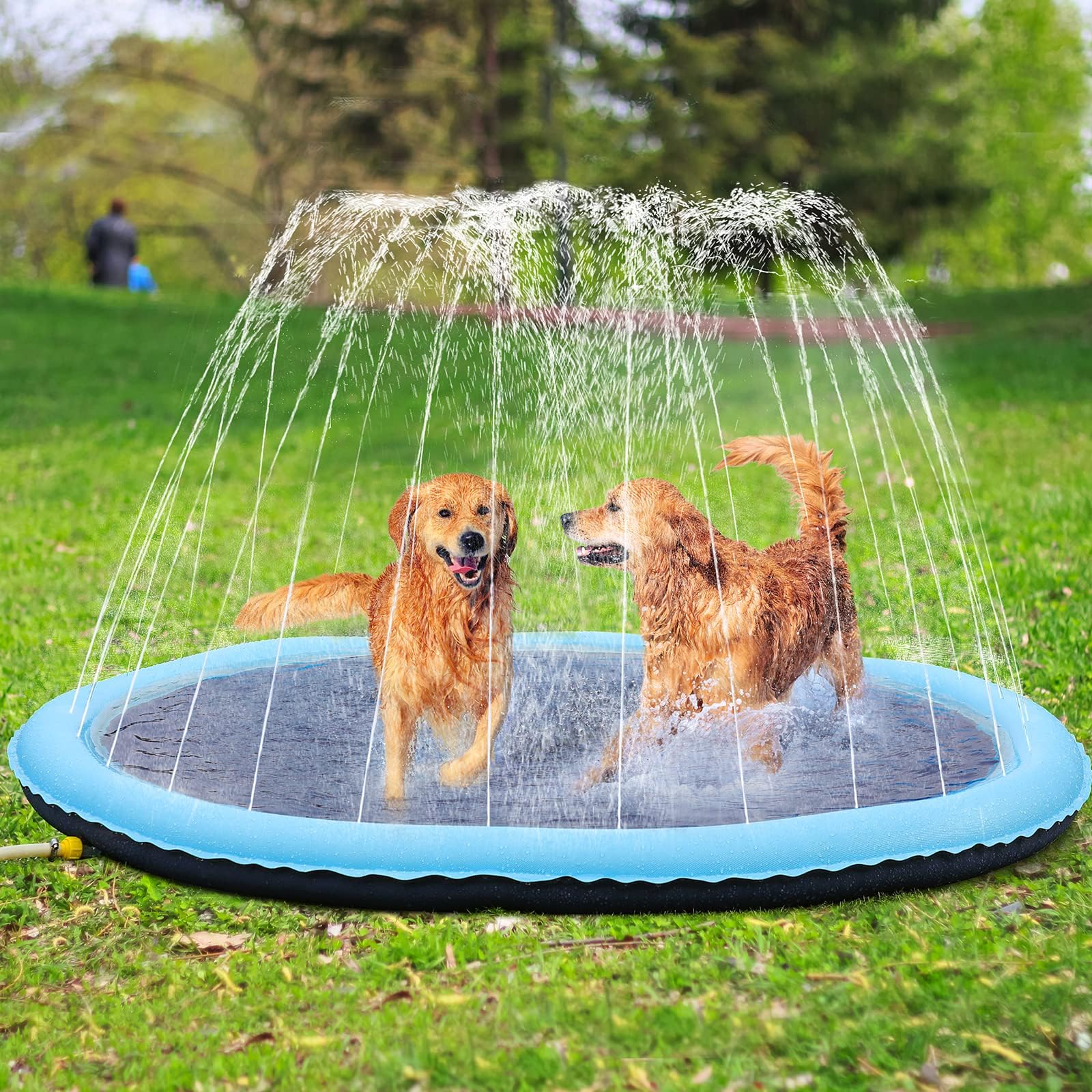 Juegos de Agua para Niños Exterior, Juegos Piscina para Niños, 170CM Splash Pad Juegos Exterior Niños Antideslizante (Azul-170cm)