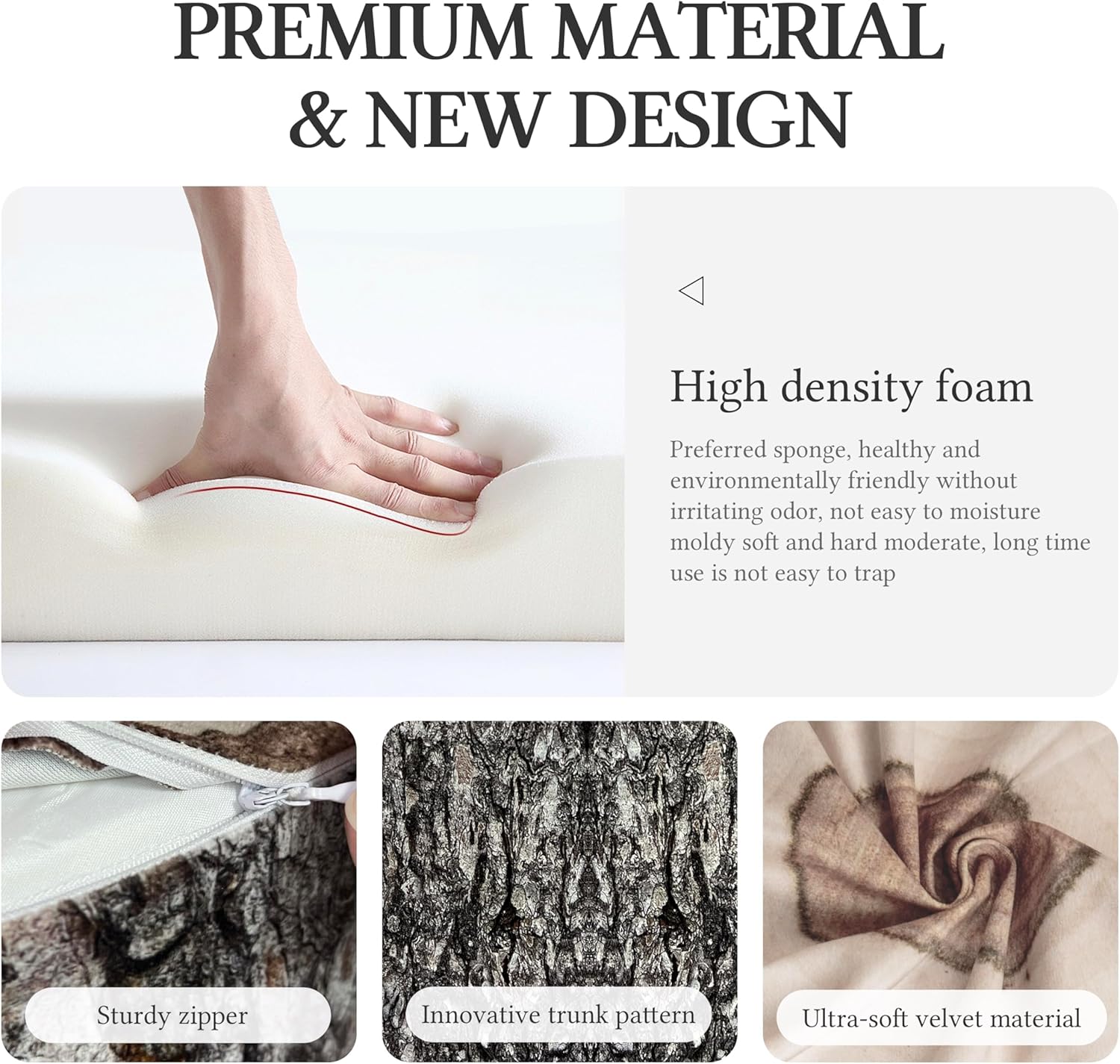 Daneey Large Pouf Ottoman Stuffed Round Poufs Funny Wood Log Trunk Ottomans for Living Room Foot Rest Footstool for Under Desk, Foam Filled with Removable Cover, Living Room Decor,Brown