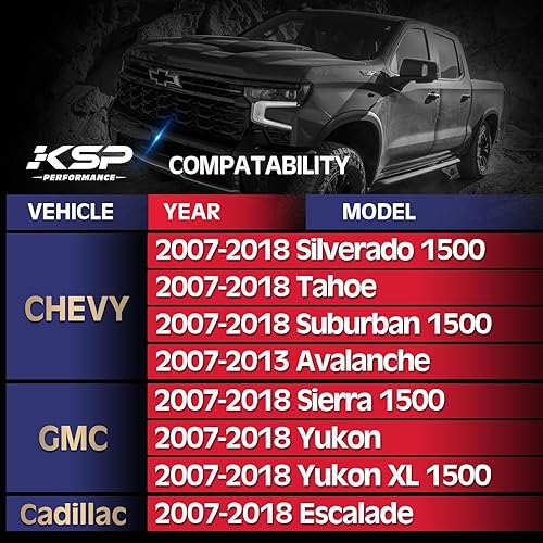 Miniatura 2 de KSP Brazos de Control Superiores de 2-4" para Silverado Sierra 2007-2018, Brazo de Control de Acero Ajustable Compatible con Chevy GMC Avalanche