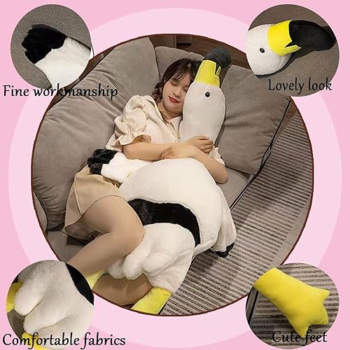 Miniatura 10 de XQEYNT Almohada de peluche de flamenco de 51 pulgadas, muñeca de peluche gigante de flamenco rosa, juguetes de peluche para niños, regalos de