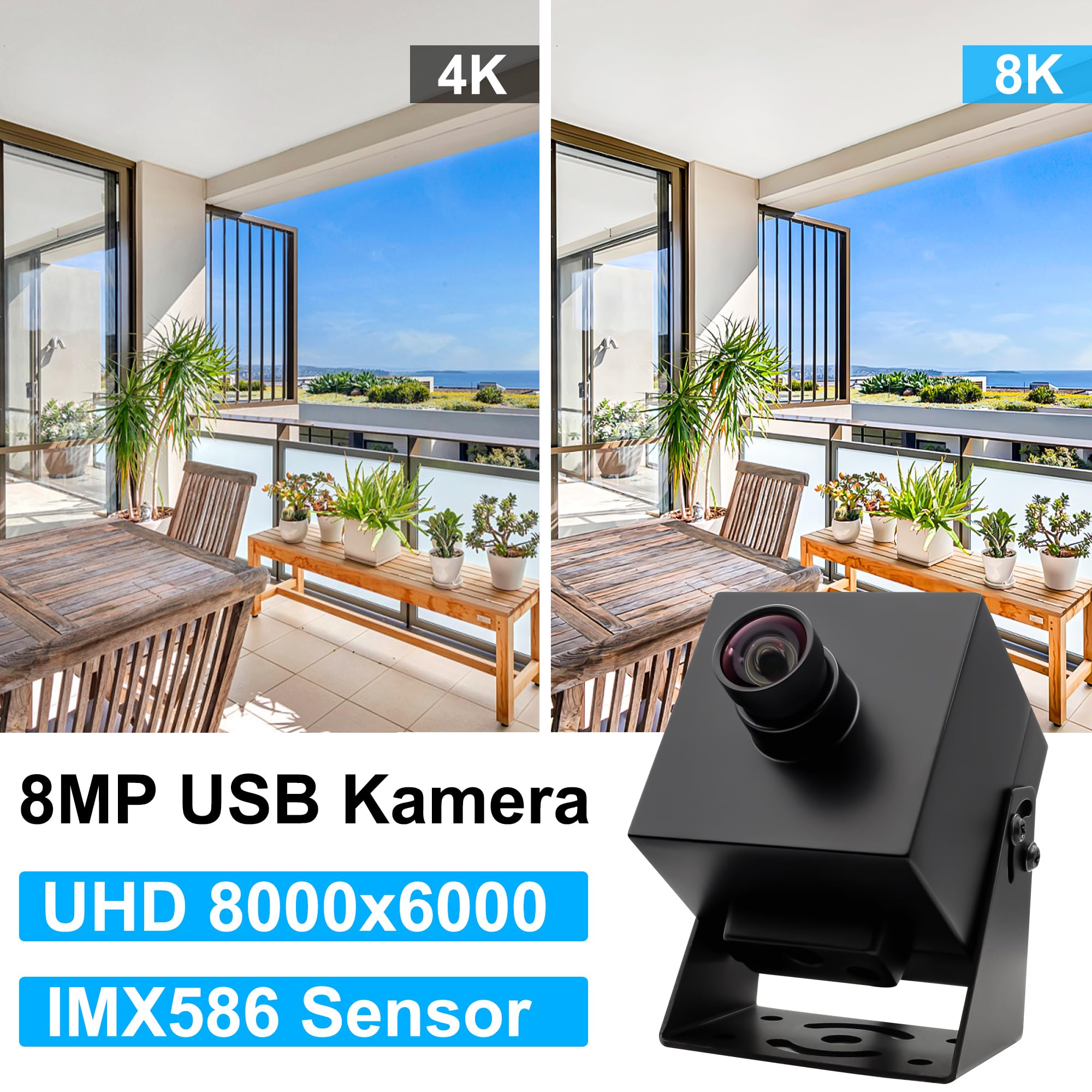 Svpro Webcam USB Grand Angle 48 MP pour Ordinateur, caméra Ultra HD Lightburn pour Gravure Laser USB Externe pour imprimante 3D, 6000 Pixels, Raspberry Pi pour l'industrie