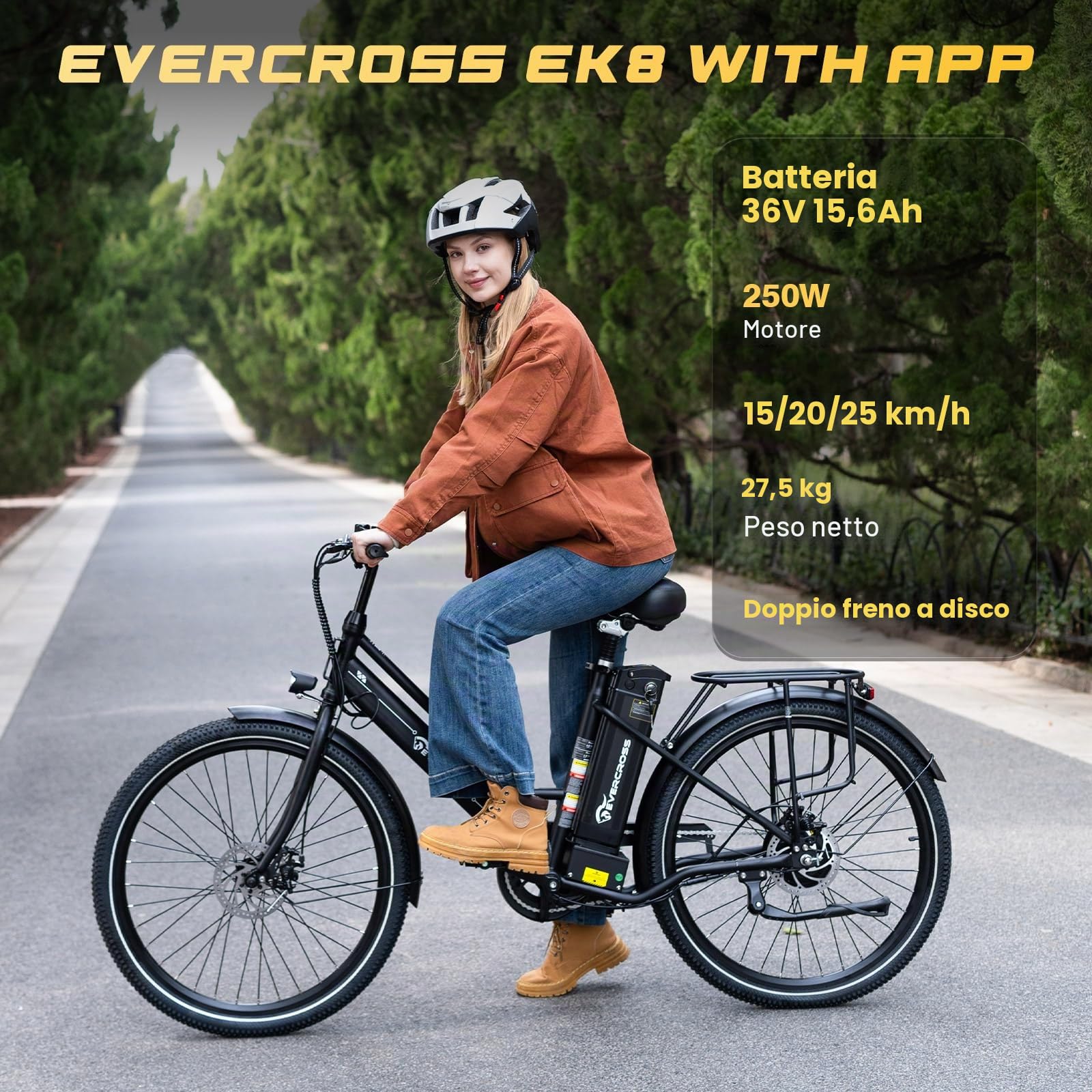 EVERCROSS EK8 Bici Elettrica con Pedalata Assistita per Adulti, 26 Pollici