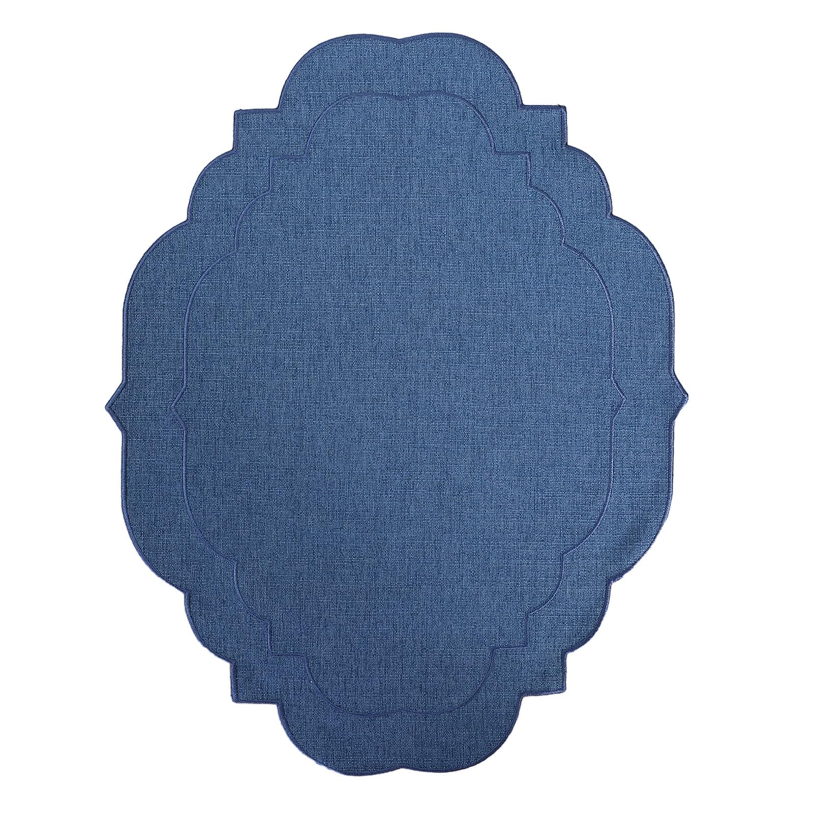 Virelynx Linen Placemats with Embroidery – Overlocking Dining Placemats Durable, Anti-Slip Table Protector for Hotel Restaurant Kitchen