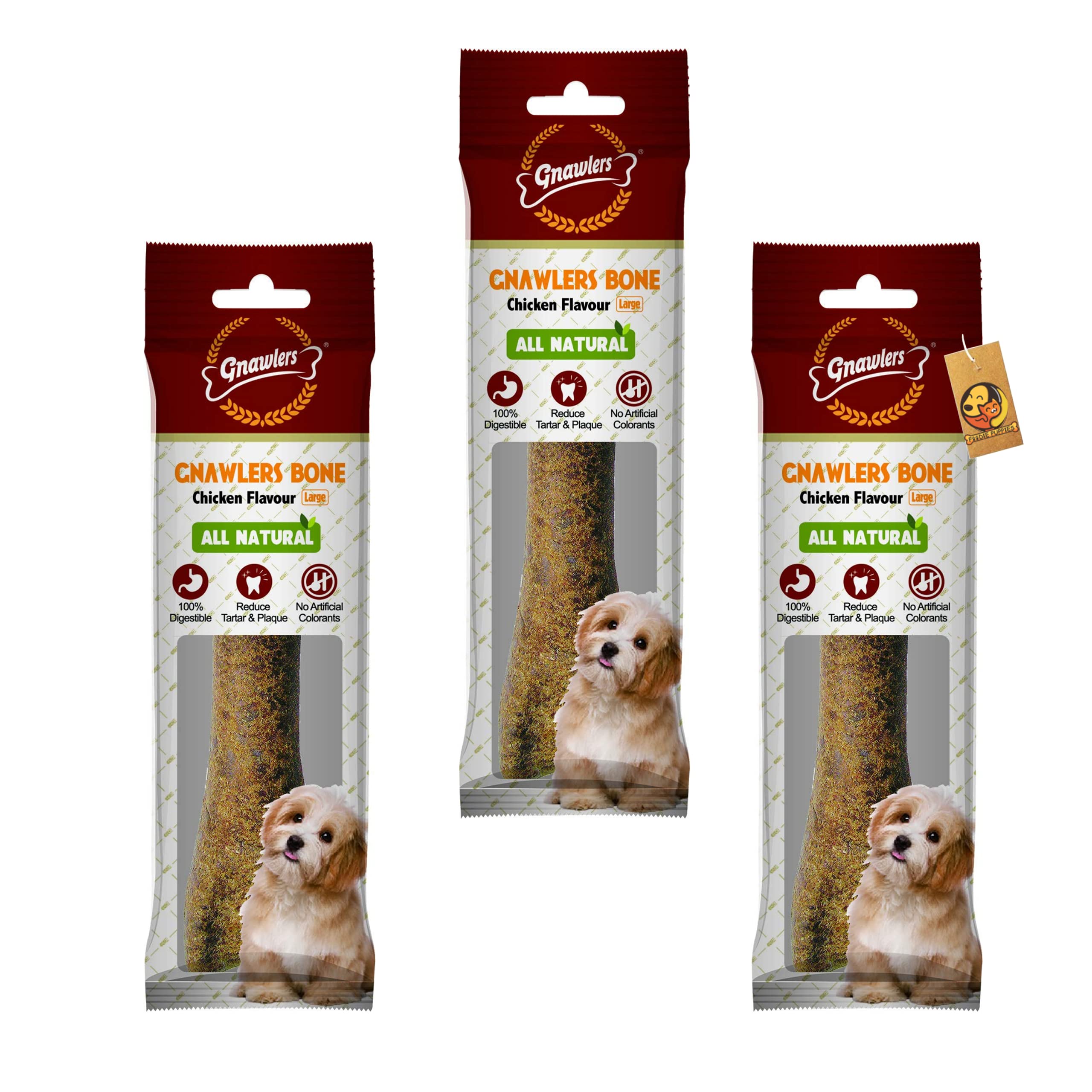 Gnawlers Best Healthy 100% Rawhide Free Chew Dog Treat, 8 inch,265gm (Chicken Bone - Large, Pack of 3) - Sold by Foodie Puppies (B09HMSQF4R) Amazon Price History, Amazon Price Tracker