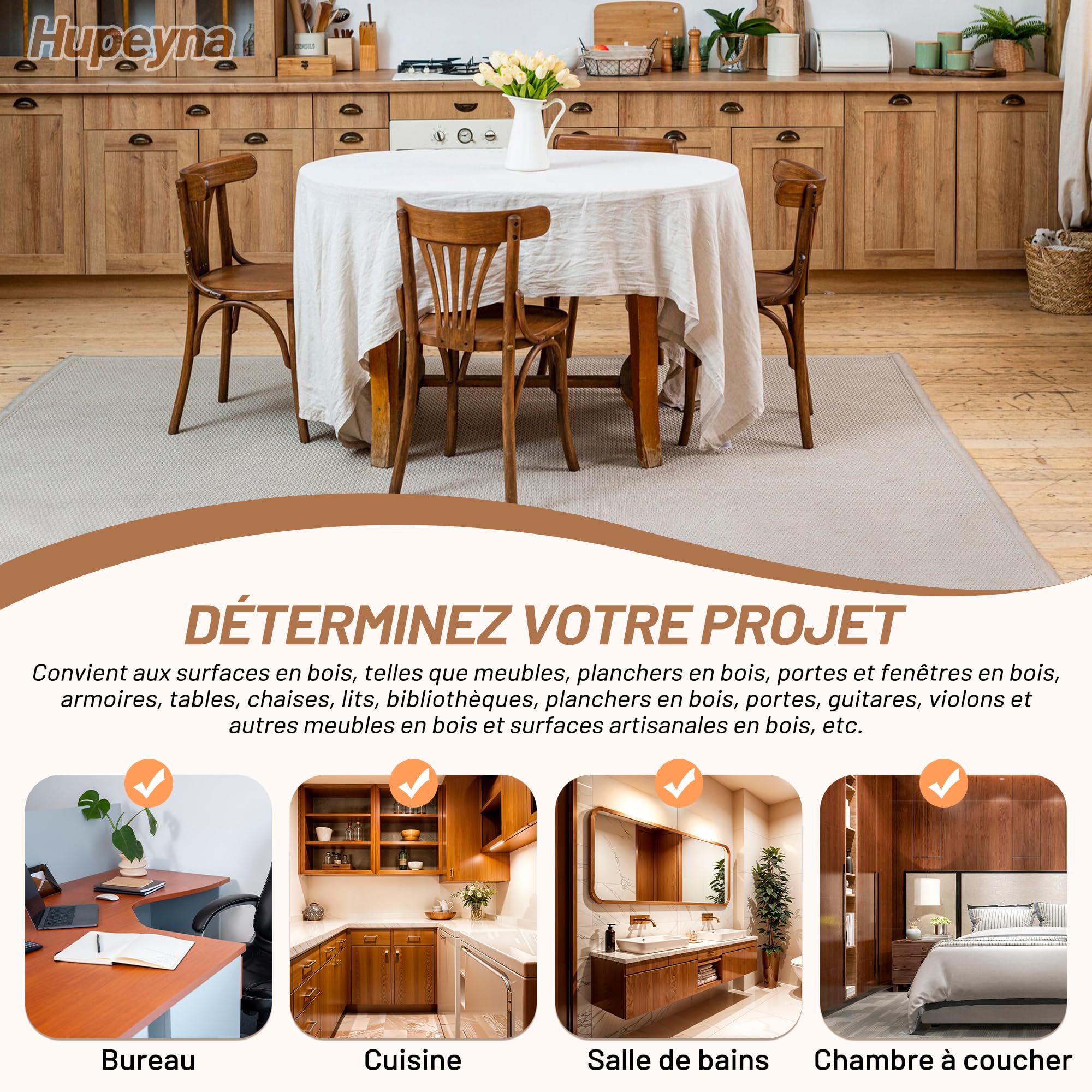 Kit Reparation Bois, Grande Capacité Kit Réparation Parquet, Mastic à Bois et Cire D'abeille Réparer Rayures, Fissures, Trous, Décoloration pour Portes Bois, Tables, Armoires, Sols Stratifiés, Lits