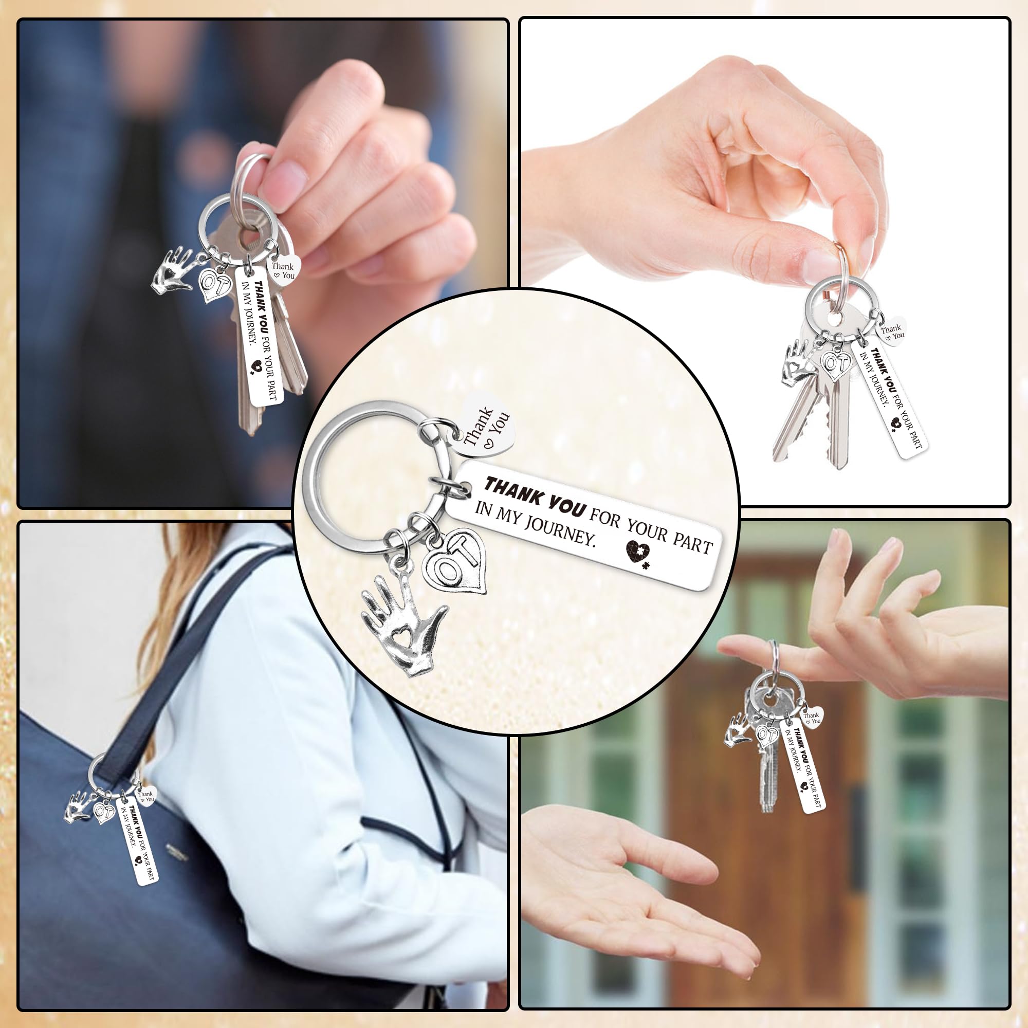 Therapy Gifts Keychain for Women Men - Thank You Keychains for OT PT Therapist, Slp Mental Health Mentor Appreciation Gift