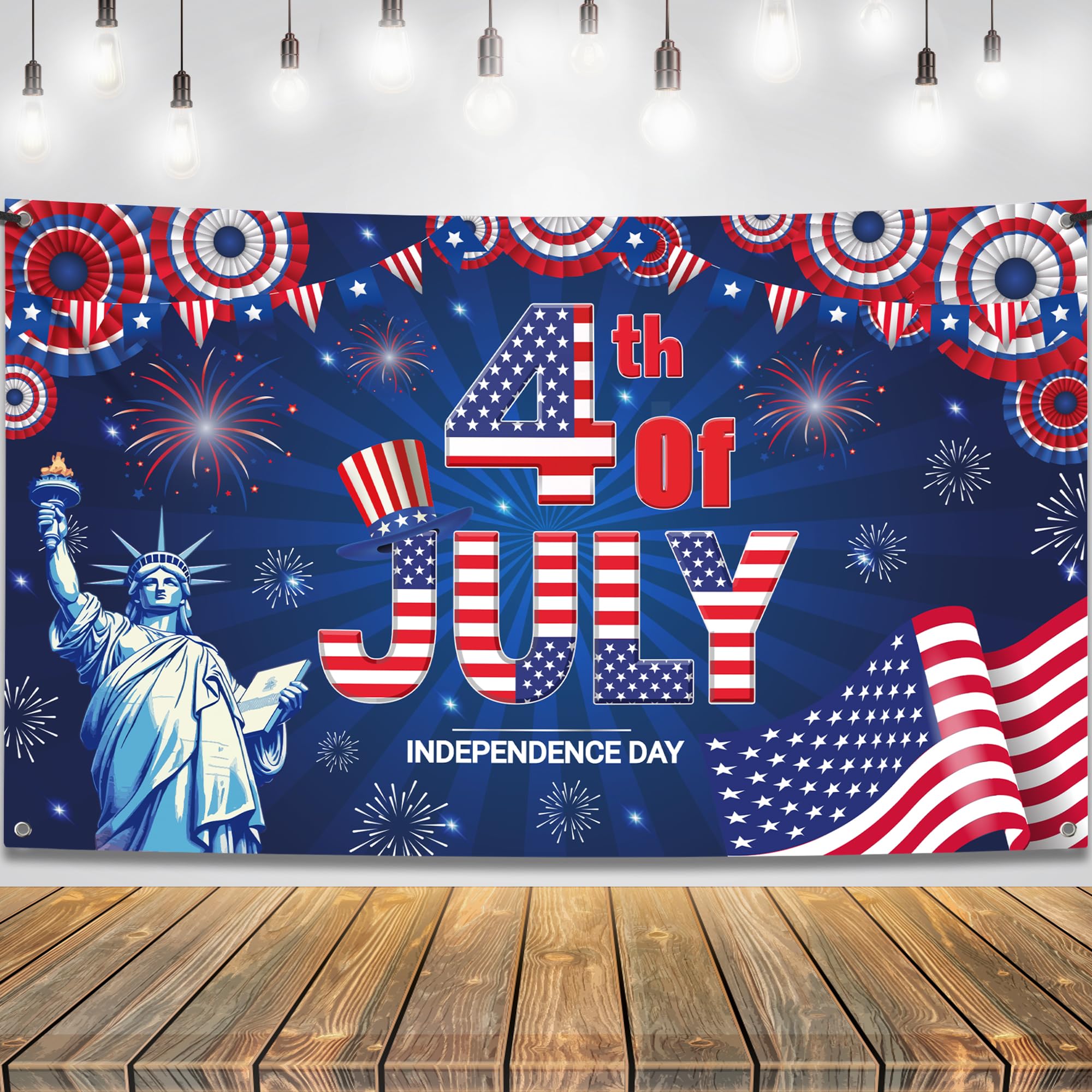 KatchOn, XtraLarge 4th of July Banner- 72x44 Inch | 4th of July Backdrop for Happy 4th of July Decorations | Independence Day Decorations | Fourth of