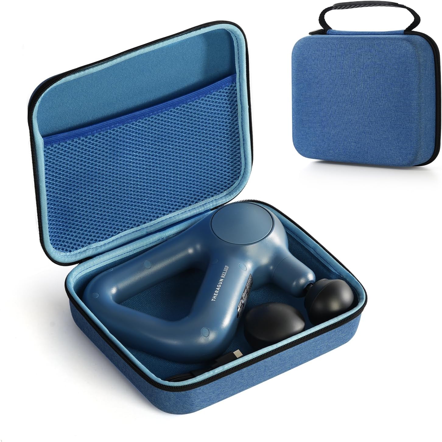 Massage Gun Hard Case Compatible with TheraGun Relief Handheld Percussion Massage Gun, Portable Travel Case Carrying Bag with Mesh Pocket for Cables and Other Accessories Black(Only for Relief Model)