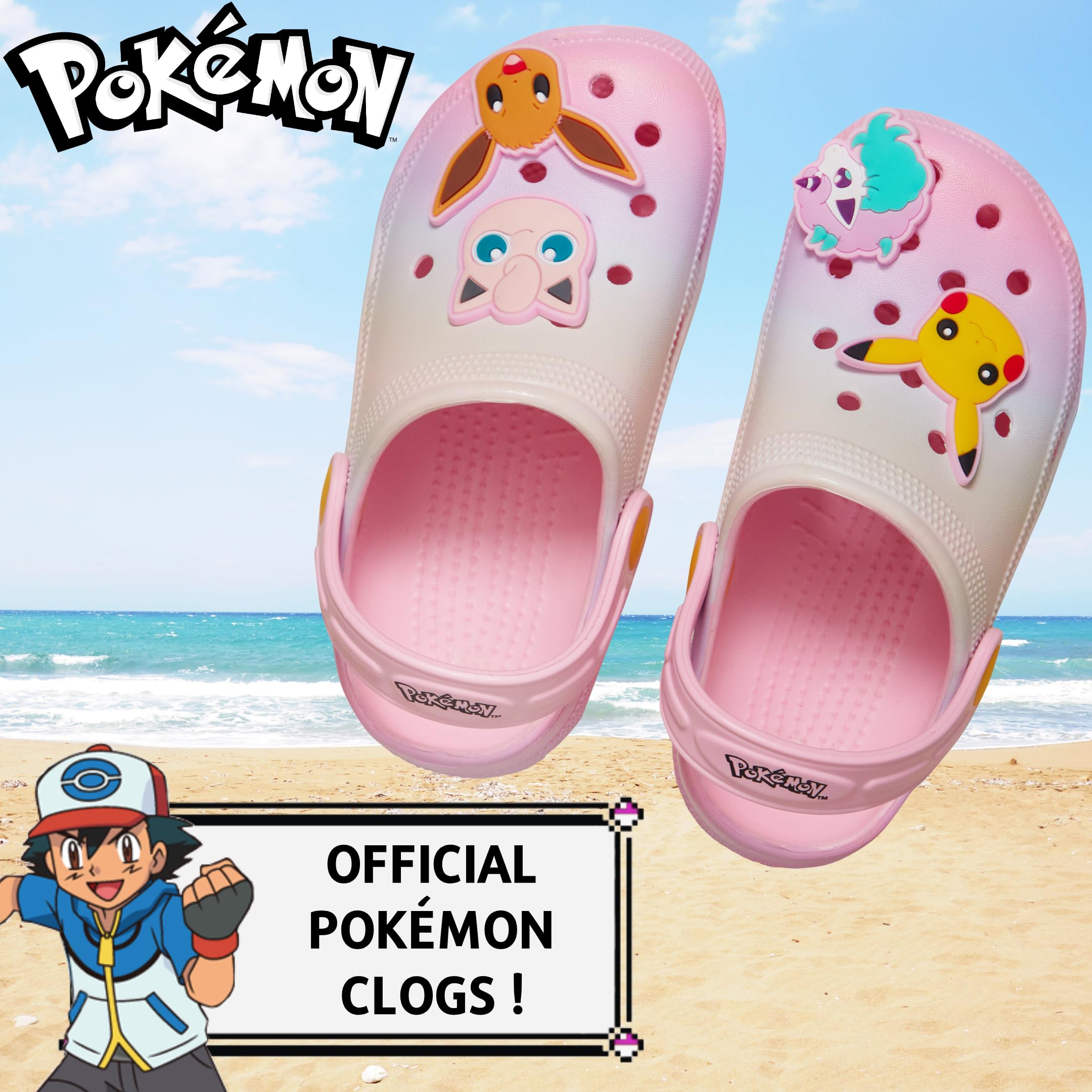 Pokémon Zoccoli Bambina con Charms Sandali Bambini Pikachu Eevee Ponyta Jigglypuff Infradito Mare Vacanza