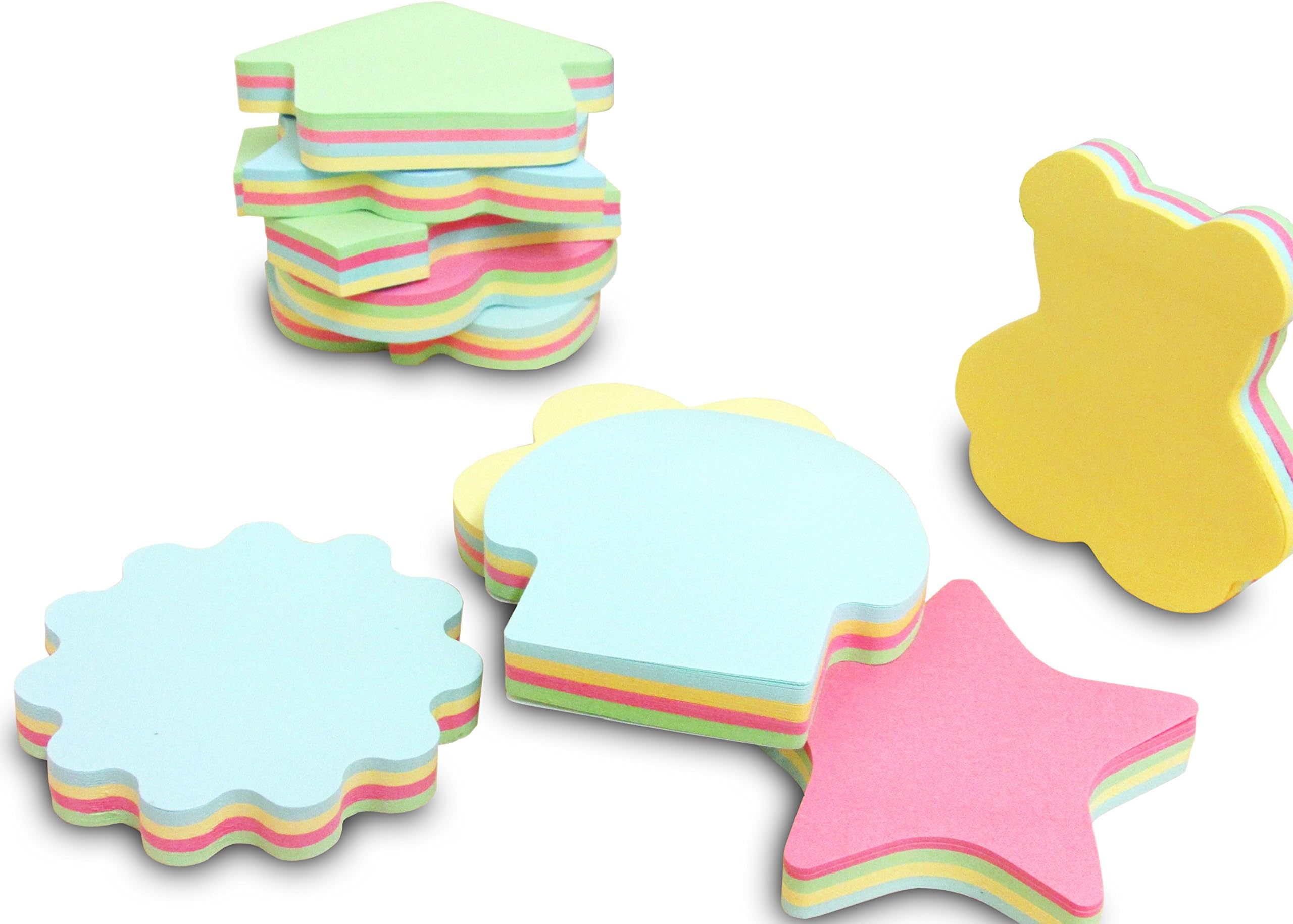Colorful Sticky Notes In 10 Different Shapes, Bundle Pack - 10 Pads 100 Sheets Per Pads (1000 Sheets!)