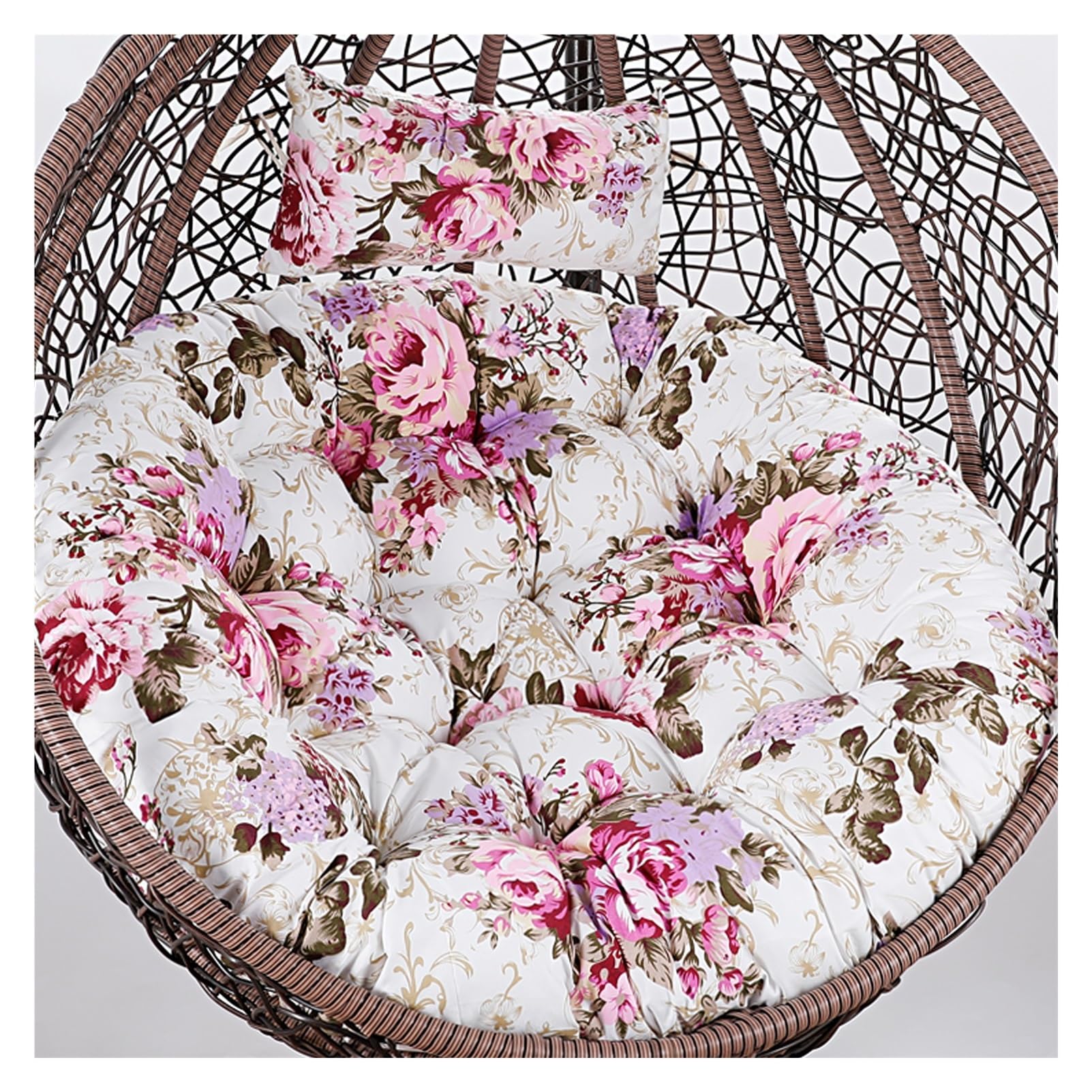 Indoor Egg Chair Cushion Replacement, Hanging Egg Chair Cushion with Pillow,Swing Chair Cushion, Hanging Basket Seat Cushion with Filling Cotton for Garden Patio Outdoor(Color 27,Diameter 120cm)