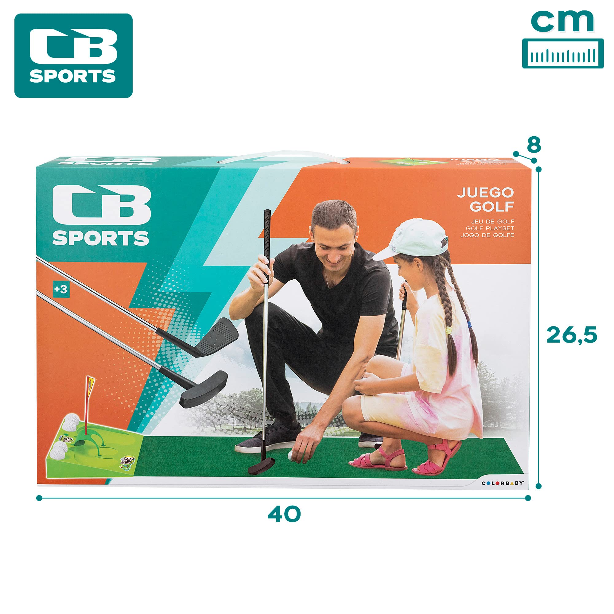 COLORBABY 49992 CB Sports Jeu de Golf pour Enfants, Mini Golf Contient 8 pièces : Clubs de Golf, 4 balles et Tapis, Jeux de Sport, Jeux de Sport, Jeux de Plein air, Jeu de Golf pour Enfants