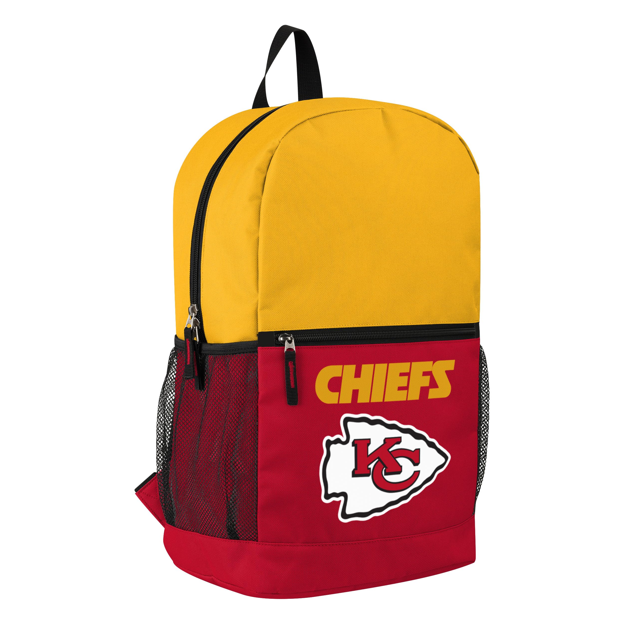FOCO NFL Officially Licensed Football Team Color Primary Logo 2 Tone Big Logo Color Block School Bag Travel Backpack, Kansas City Chiefs, One Size, Daypack Backpacks