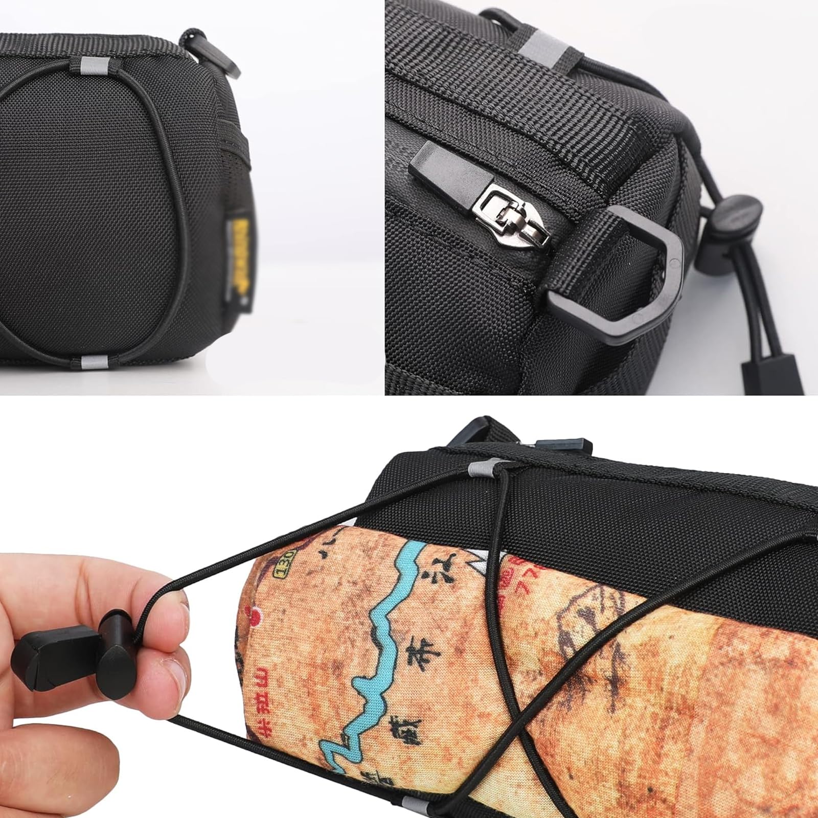Borsa per manubrio della bicicletta, impermeabile, borsa per manubrio per bicicletta elettrica, MTB, bici da corsa, accessorio professionale per bicicletta, con tracolla, circa 2 l (nero)