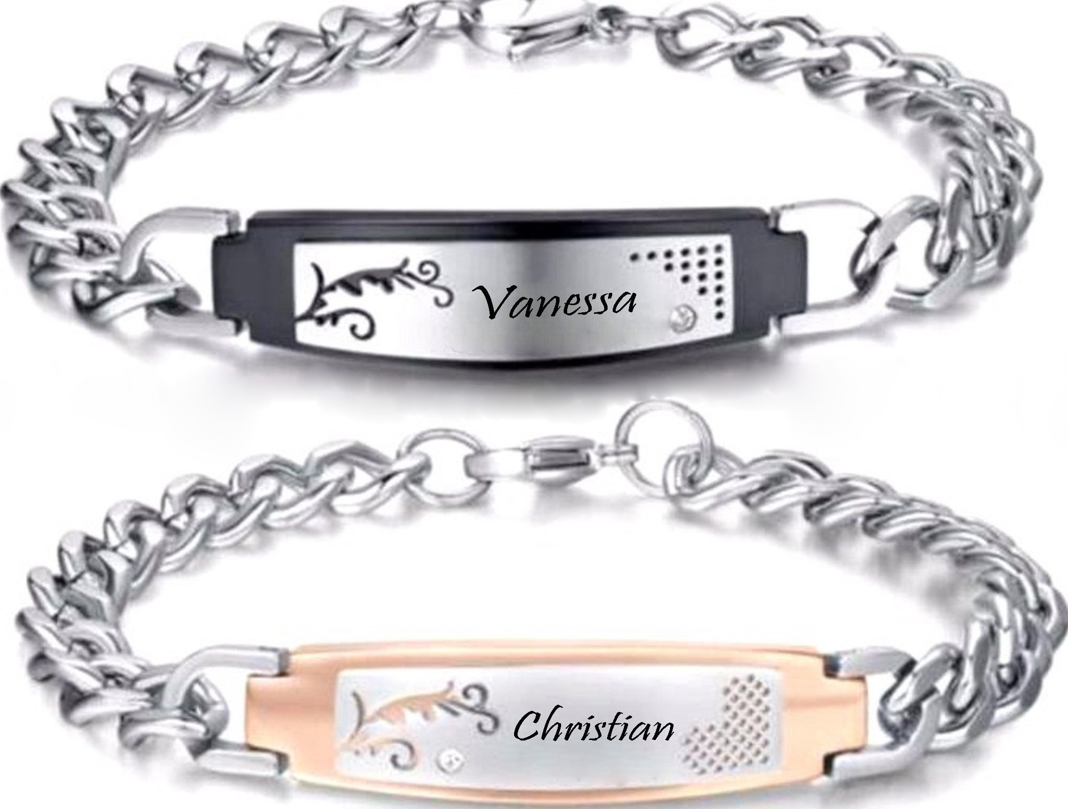 Wunderschöne ID Edelstahl Armbänder Partnerarmbänder Paar mit Gravur nach Wunsch TOP Armband