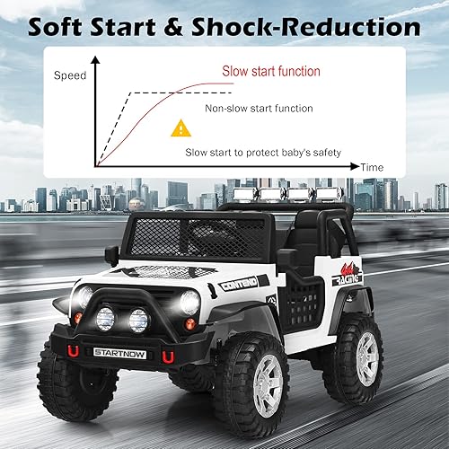 Miniatura 6 de OLAKIDS Camión de 12 V para niños con control remoto juguete de vehículo de 4 ruedas juguete eléctrico con batería con música bocina 2 velocidades