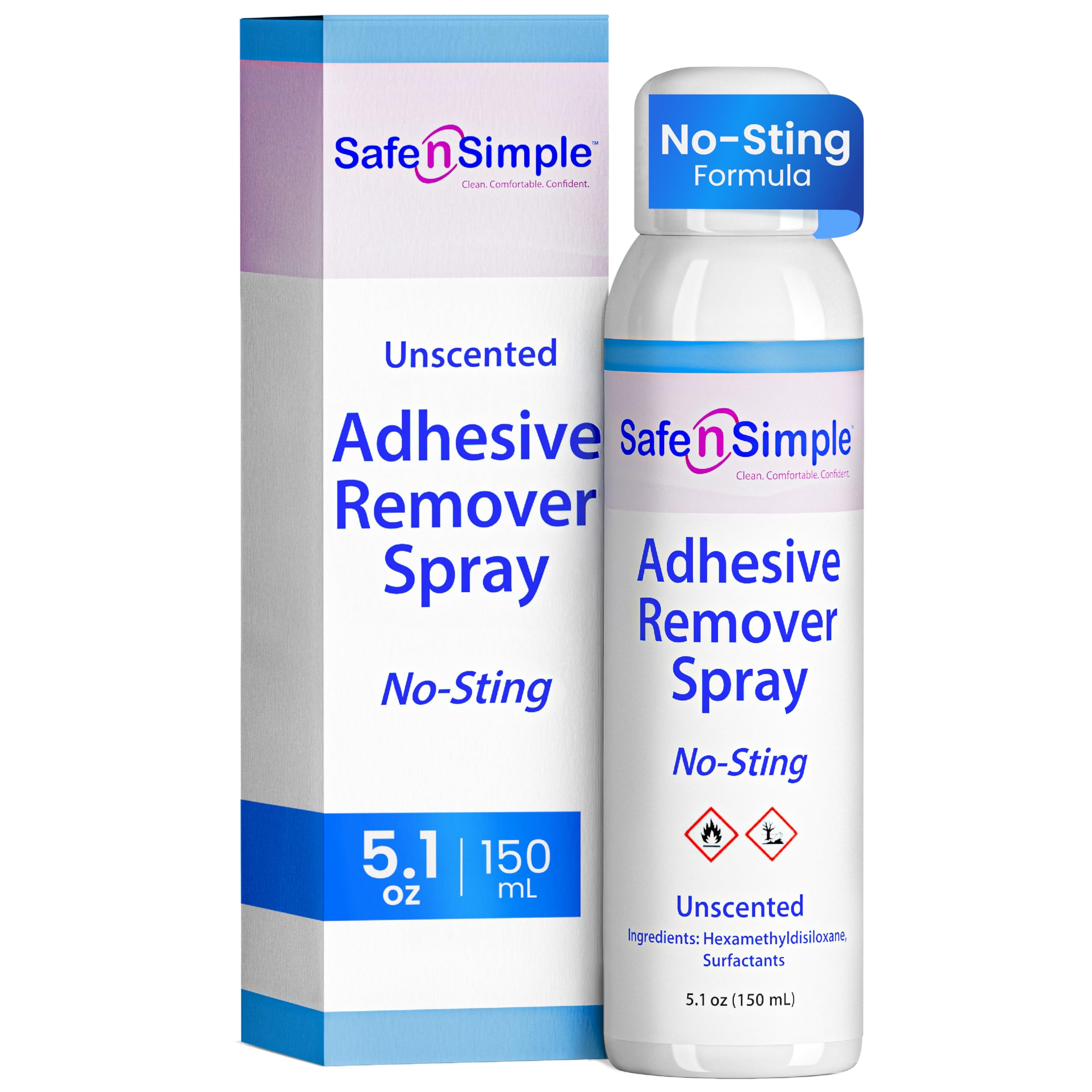 Safe n’ Simple Medical Adhesive Remover Spray for Skin - 5.1 Oz Bottle