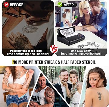 PHYBEP Temporary Tattoo TTattoo Transfer Stencil Machine Copier Printer, Includes 20pcs Free Transfer Paper