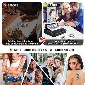 Tattoo Transfer Stencil Machine Tattoo Kit Copier Printer with 20 Pcs Free Transfer Paper for Tattoo Machine Stencil Printer