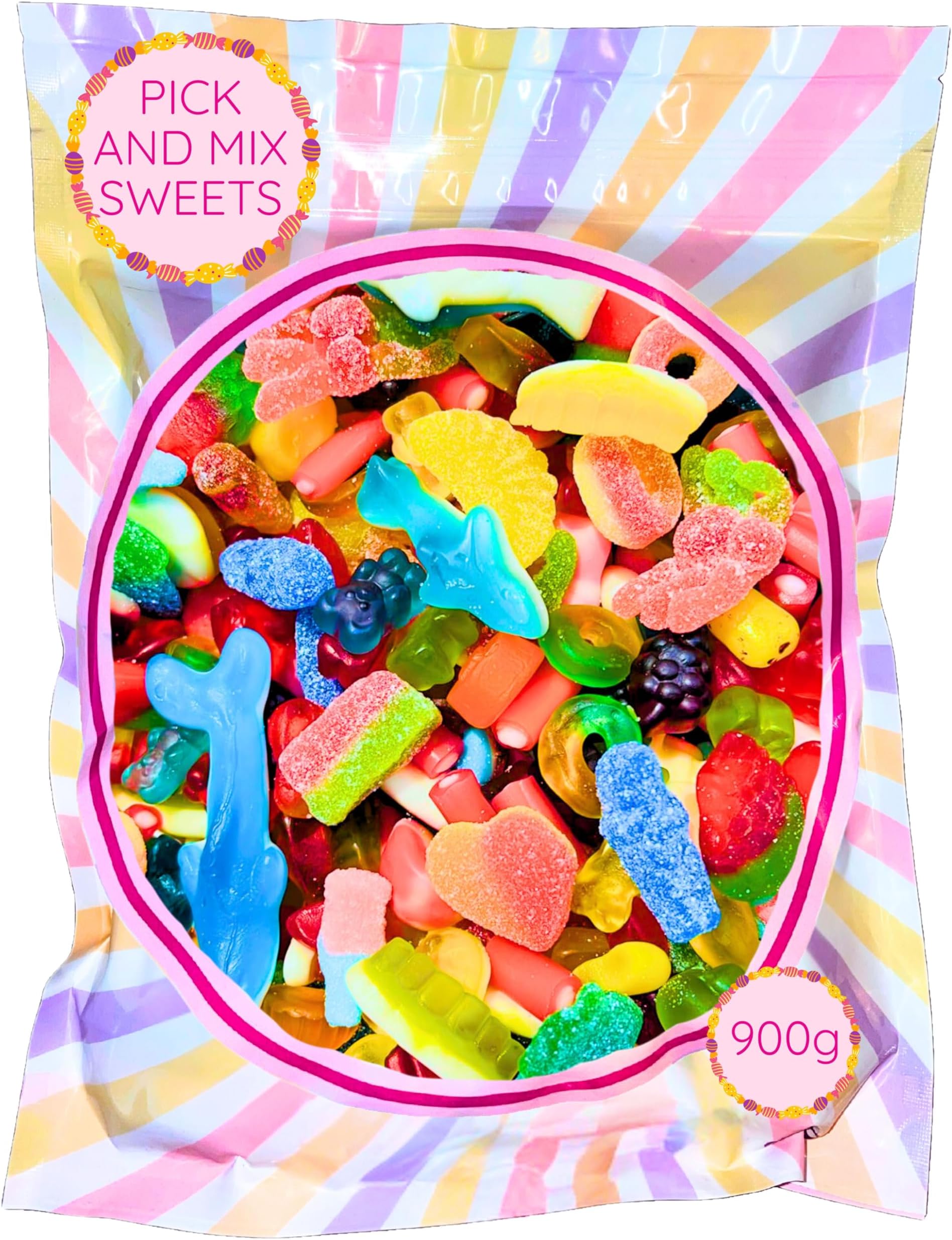 Pick and Mix Sweets 900g Sharing Bag – Assorted Mixed Sweets for Parties, Movie Nights, Family Treats & Everyday Snacking – Resealable Pouch