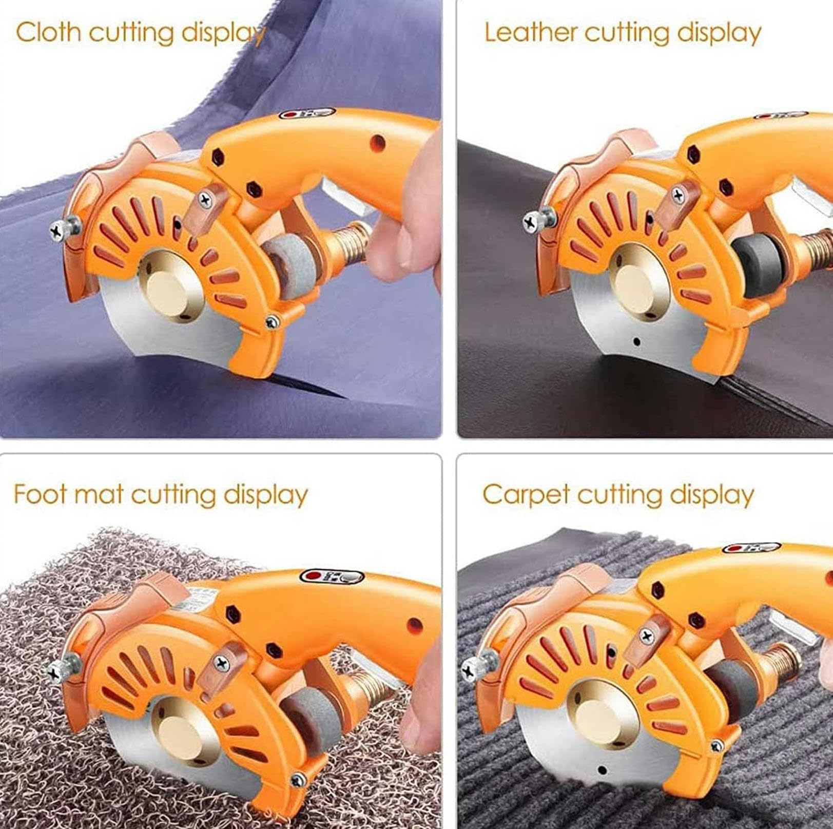 Coupe-Tissu Rotatif Électrique, Coupe-Tissu Portable, Ciseaux De Tissu Multicouches Électriques, pour Tissu/Papier/Tapis/Épaisseur De Coupe en Cuir ≤27 Mm