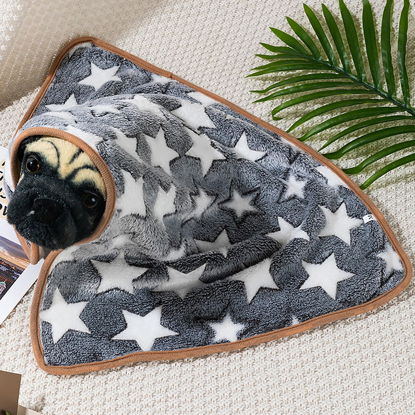 Manta Gris para Mascotas, Cálida Felpa para Mascotas, Suave Y Cómoda, con Patrón de Estrellas, Mantas para Perros Y Gatos, Manta para el Hogar, Sofá, Perros, Cachorros,(XL-Manta Estrella Gris)