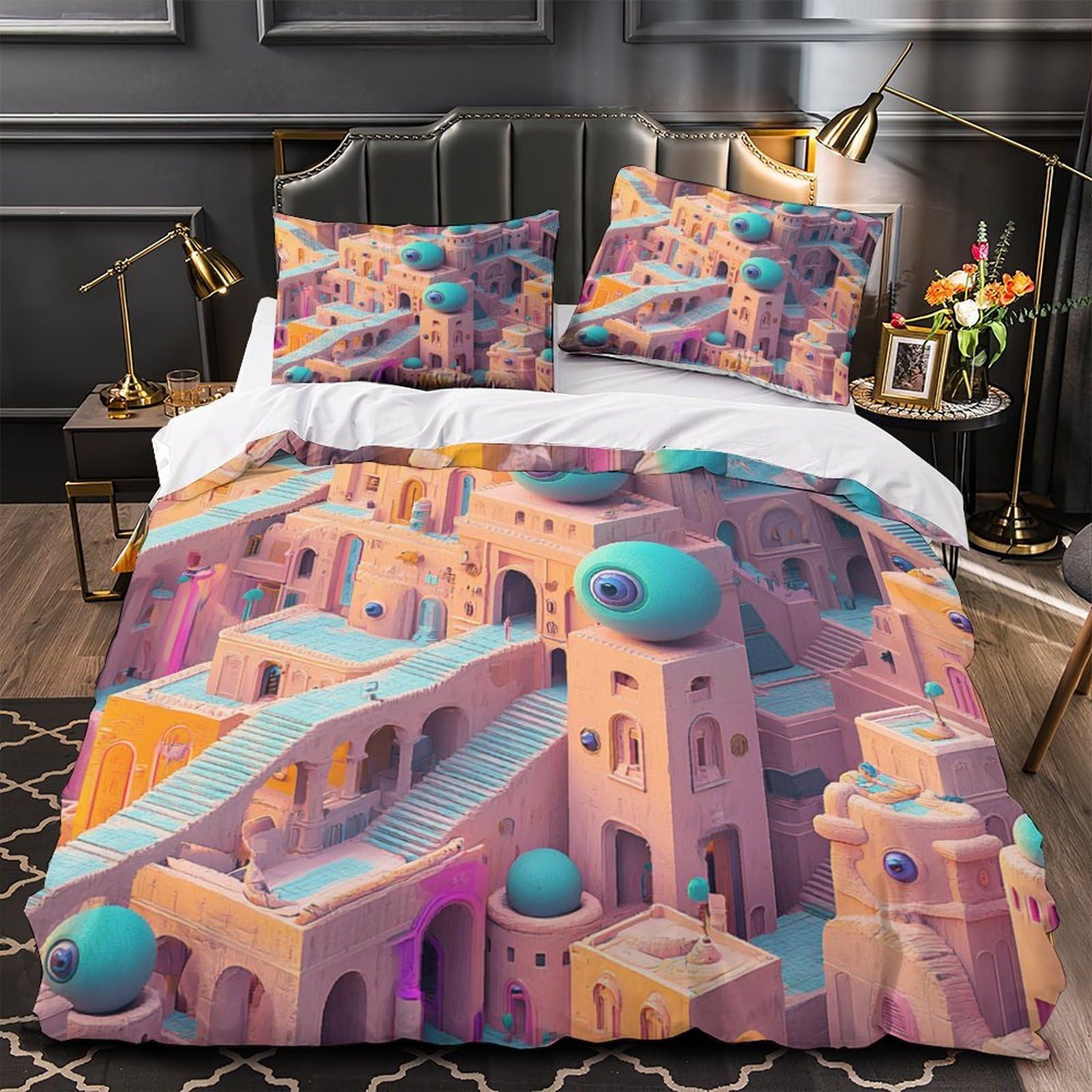 Housse de couette 3D paysage urbain microfibre : finis les lits ternes et froissés