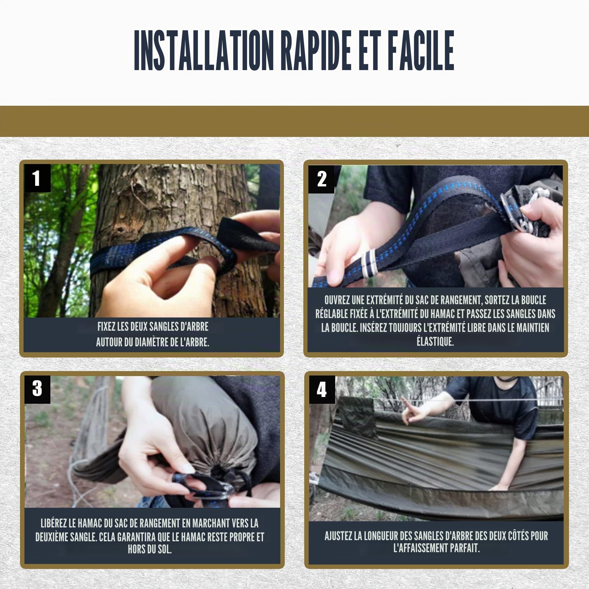 Onewind Hamac de camping de 3,4 m avec moustiquaire et structure Ridgeline, hamac double léger et portable avec sangles d'arbre de 3,7 m, idéal pour le camping, la randonnée, la randonnée, OD vert