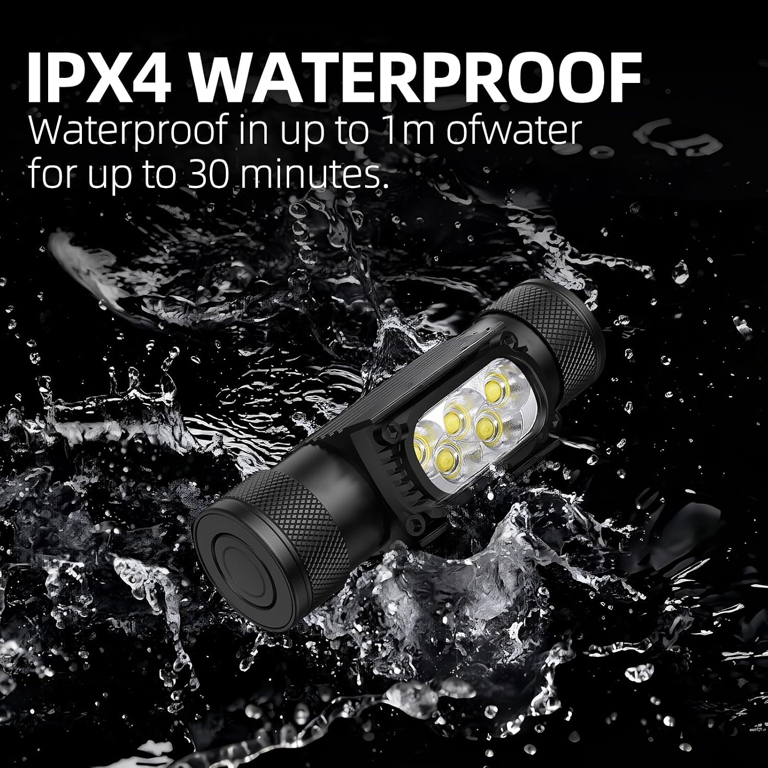 Rechargeable Headlamp IPX4 Waterproof Headlight | 1800 Lumen Rechargeable Head Lamp with Five Bright LEDs for Camping, Running, Hiking, Emergency, Outdoor, Hard Hat