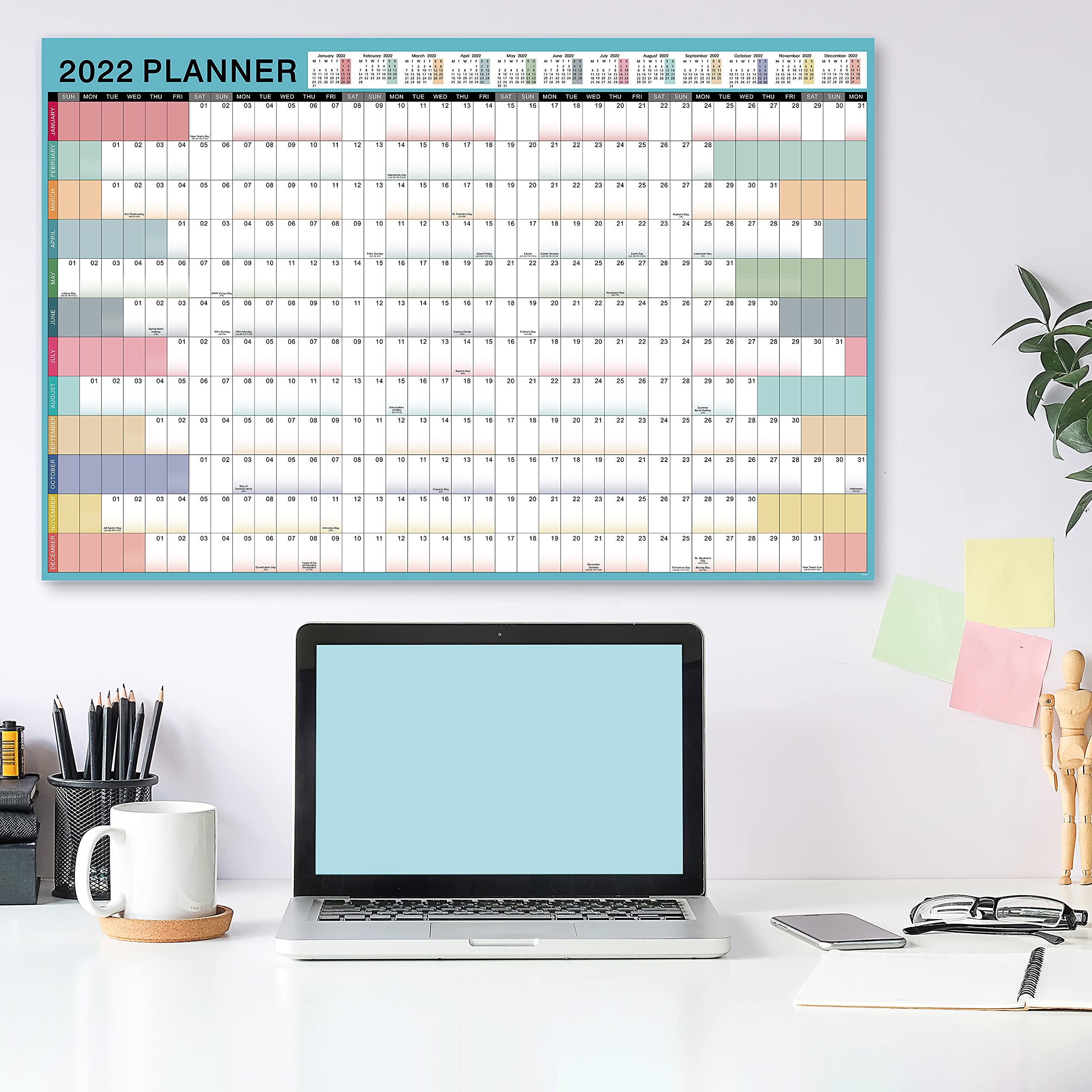 Amazon Brand Eono Wall Planner 2022, January 2022 to December 2022