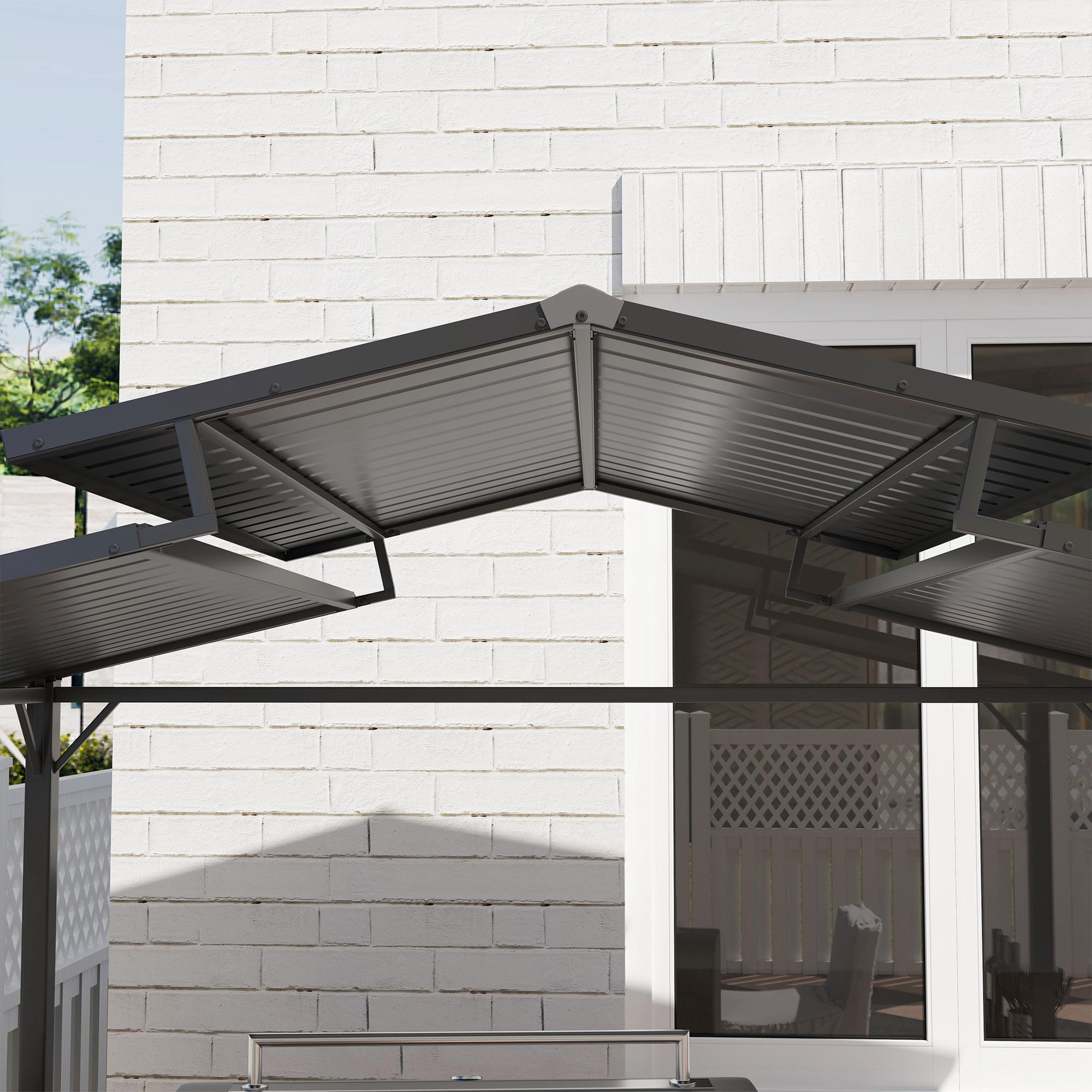 Outsunny Pavillon de barbecue 250 x 160 x 250 cm étanche Pavillon de jardin avec toit double couche, étagères latérales, tonnelles avec protection UV, pavillon BBQ, tente de jardin tente de barbecue