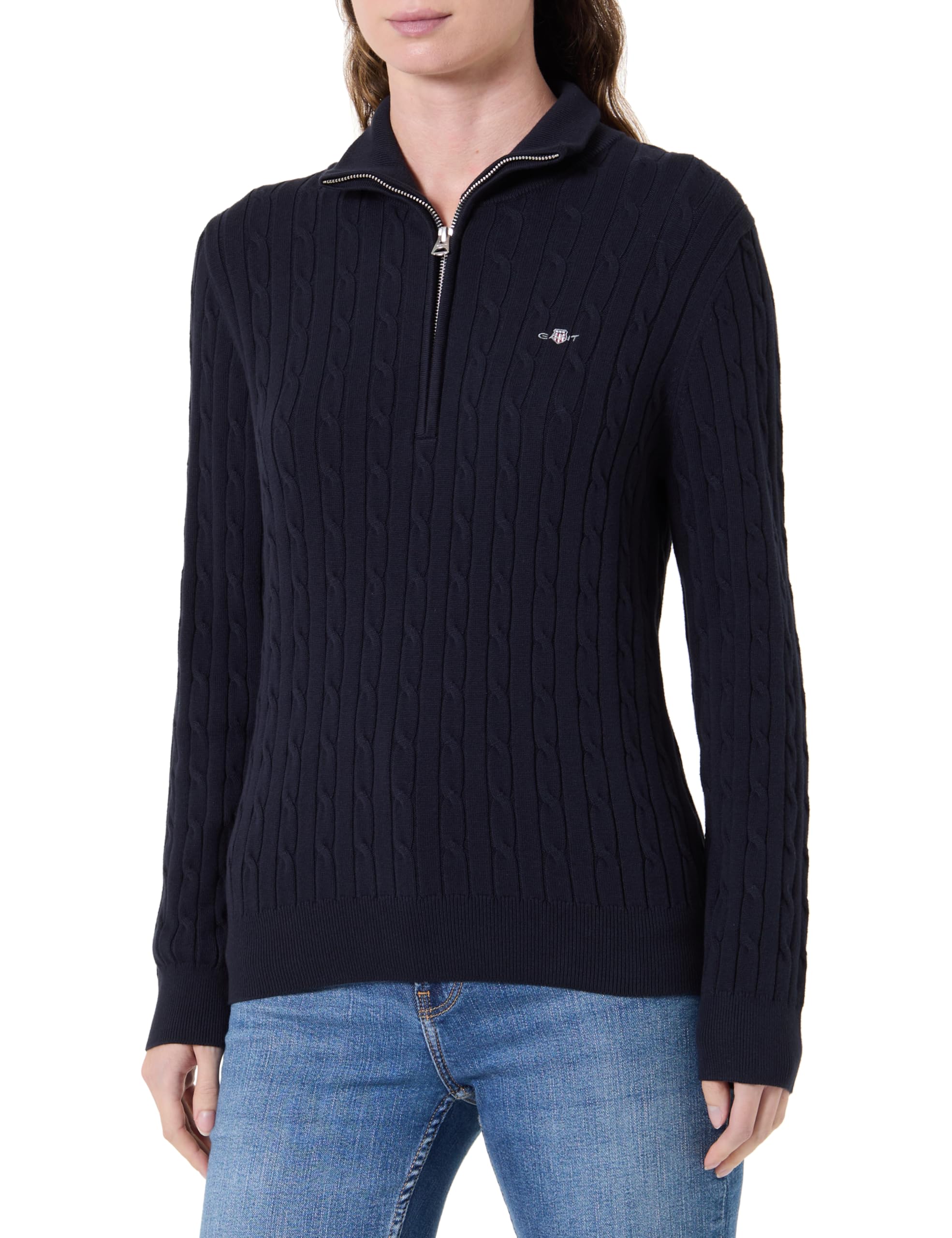 Gant Damen Stretch Cotton Cable Half-Zip Pullover (1er Pack)