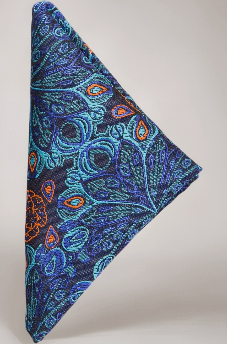 Velvet Men's Casual Style Blue Microfiber Pocket Square, Free Size