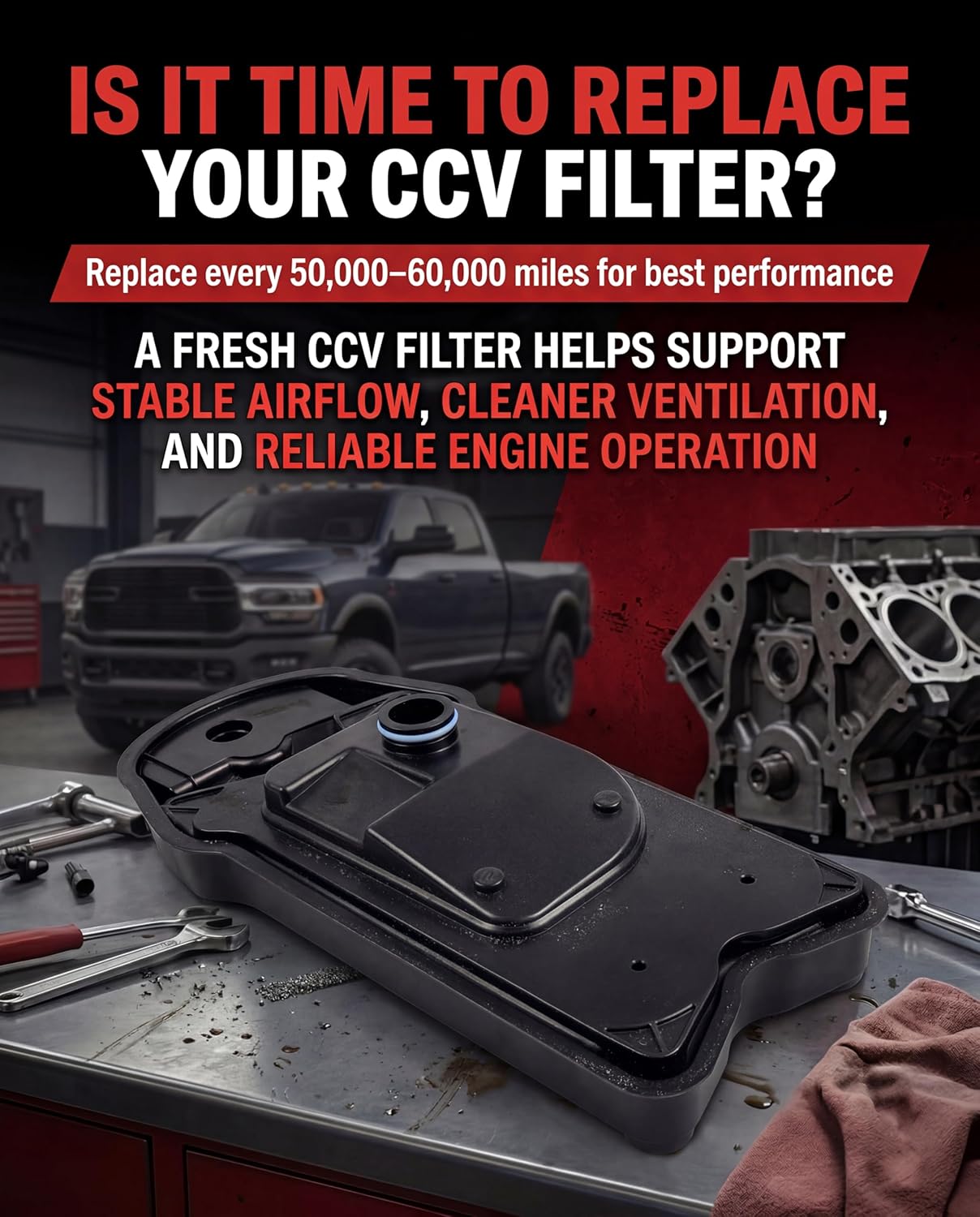 6.7L Cummins Crankcase Ventilation Filter Replaces# CV54004 CV52004 6390498 68677813AA Fits for 2025-2026 Dodge Ram 2500 3500 4500 5500 6.7L Turbo Diesel Engines Crankcase Breather Element CCV Filter